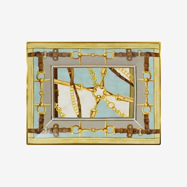 TRAY2.HOR02 HORSES DİKDÖRTGEN MAVİ TABAK