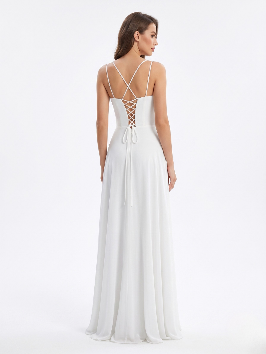 İp Askılı Drape Detaylı Elbise Ekru