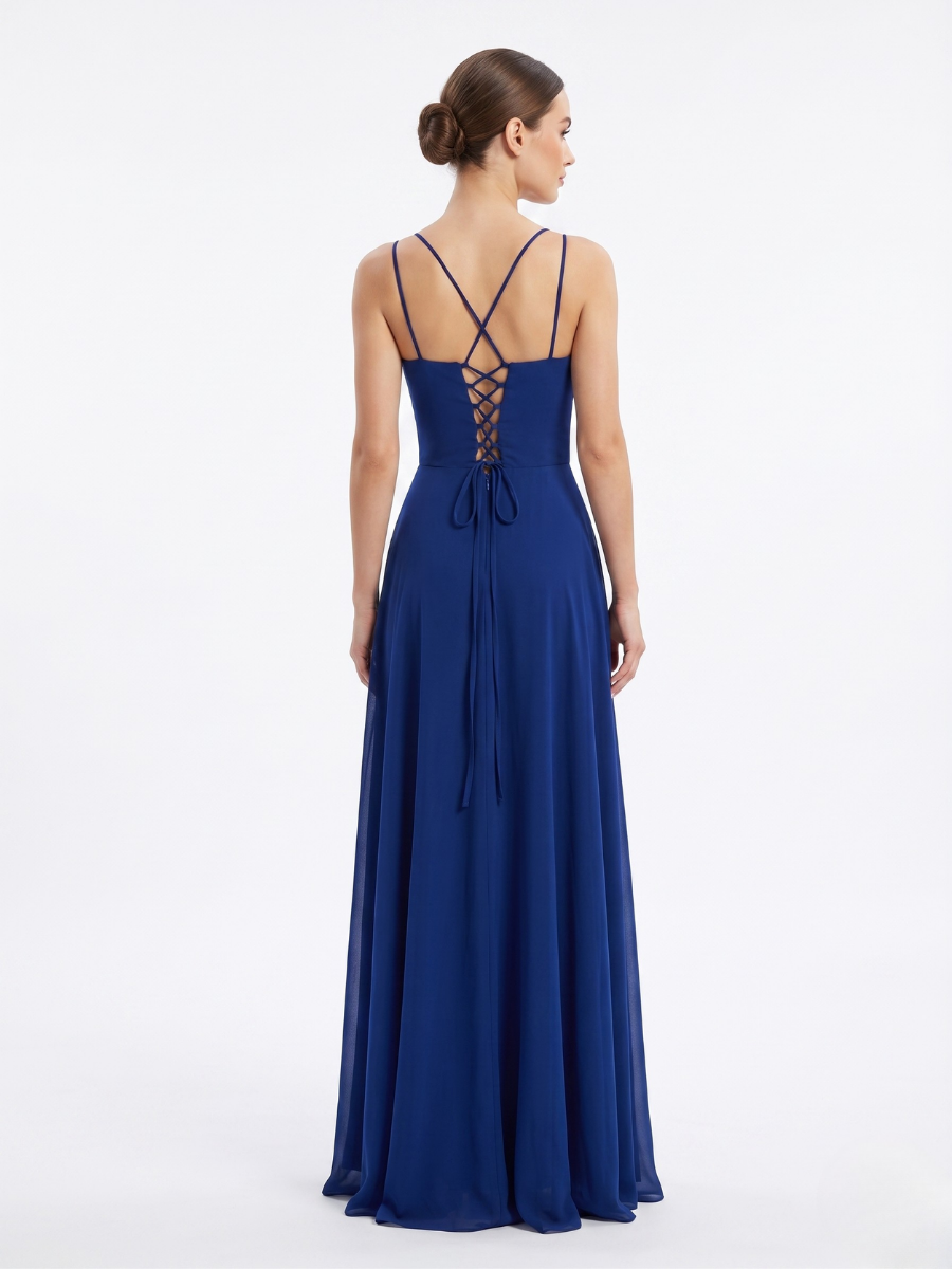İp Askılı Drape Detaylı Elbise Saks