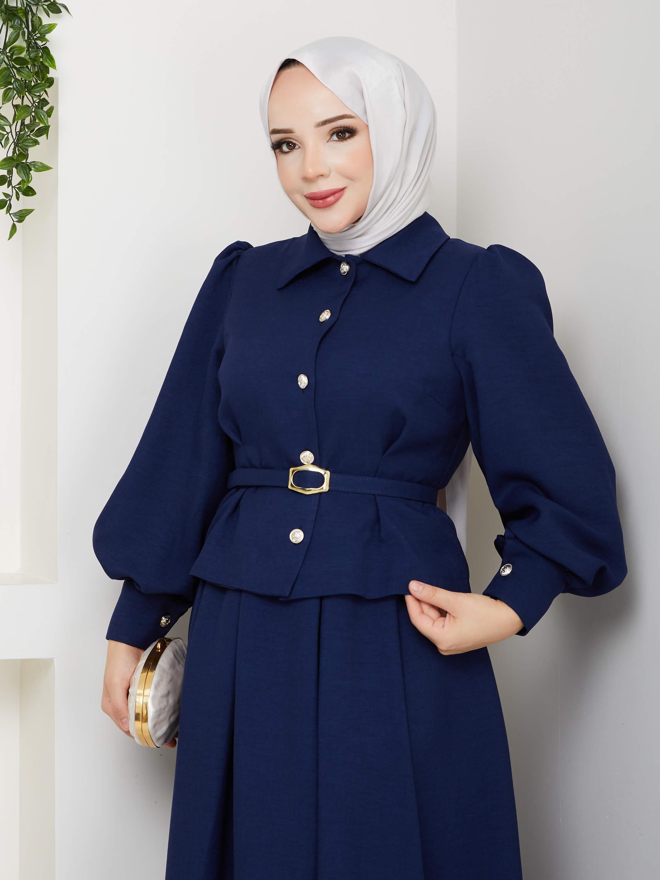 Modern Tasarım İnci Düğmeli Takım 