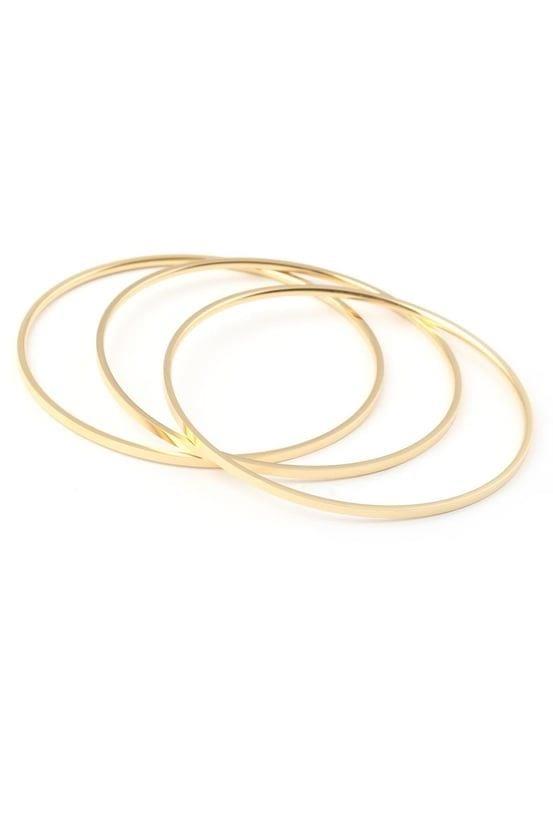 Kadın Ajda Üçlü Çelik Bilezik Gold Renk 66mm