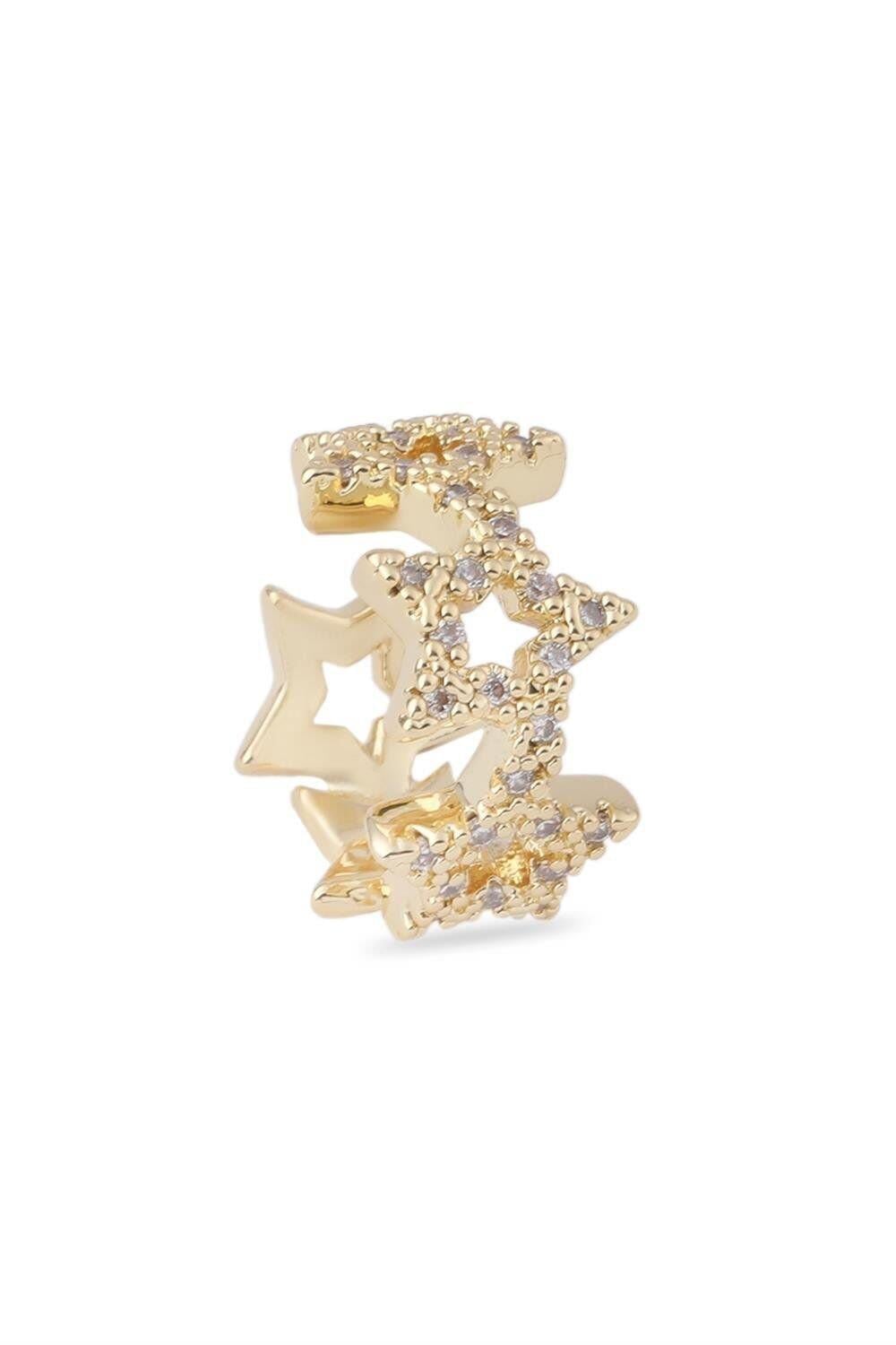 Vip Gold Renk Yıldız Model Earcuff Kıkırdak Küpe