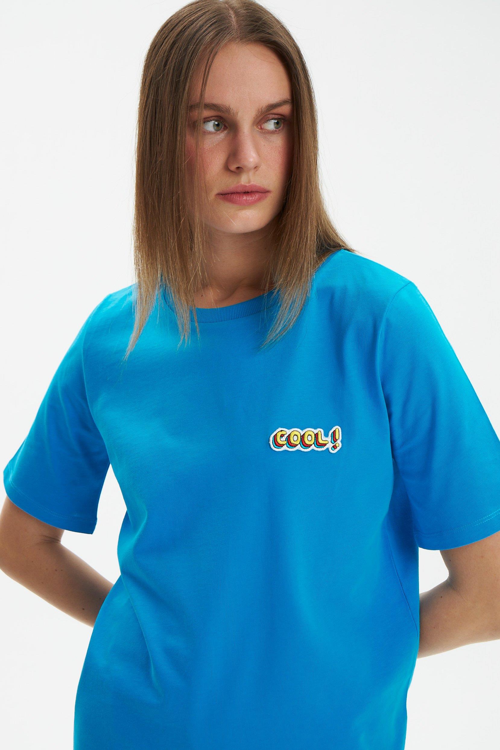 Nakışlı T-shirt-Mavi