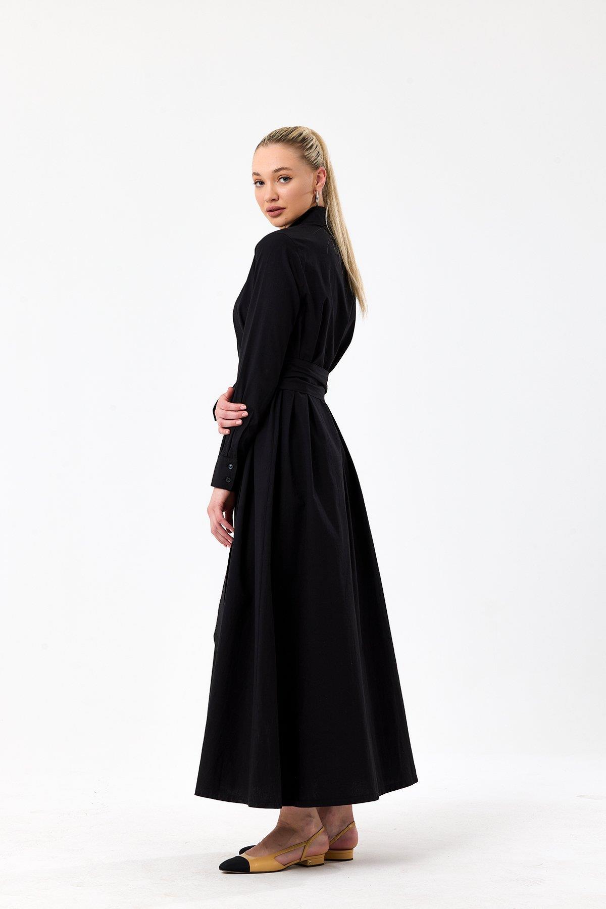 Poplin Elbise- Siyah