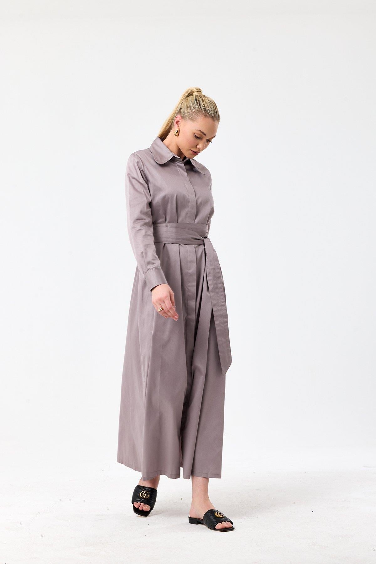 Poplin Elbise- Vizon