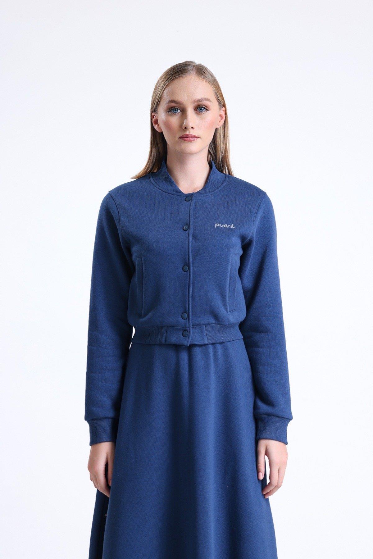 Şardonlu Bomber Ceket-Denim