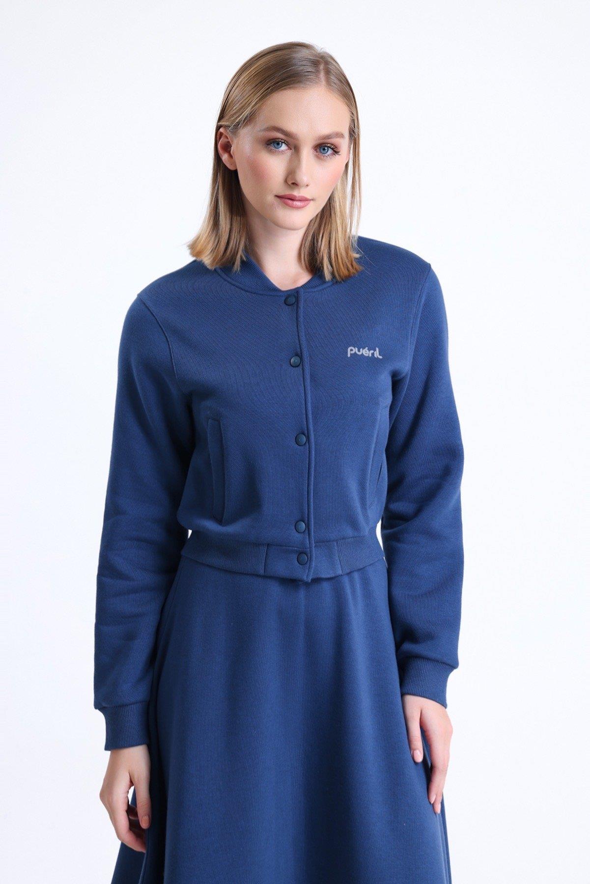 Şardonlu Bomber Ceket-Denim
