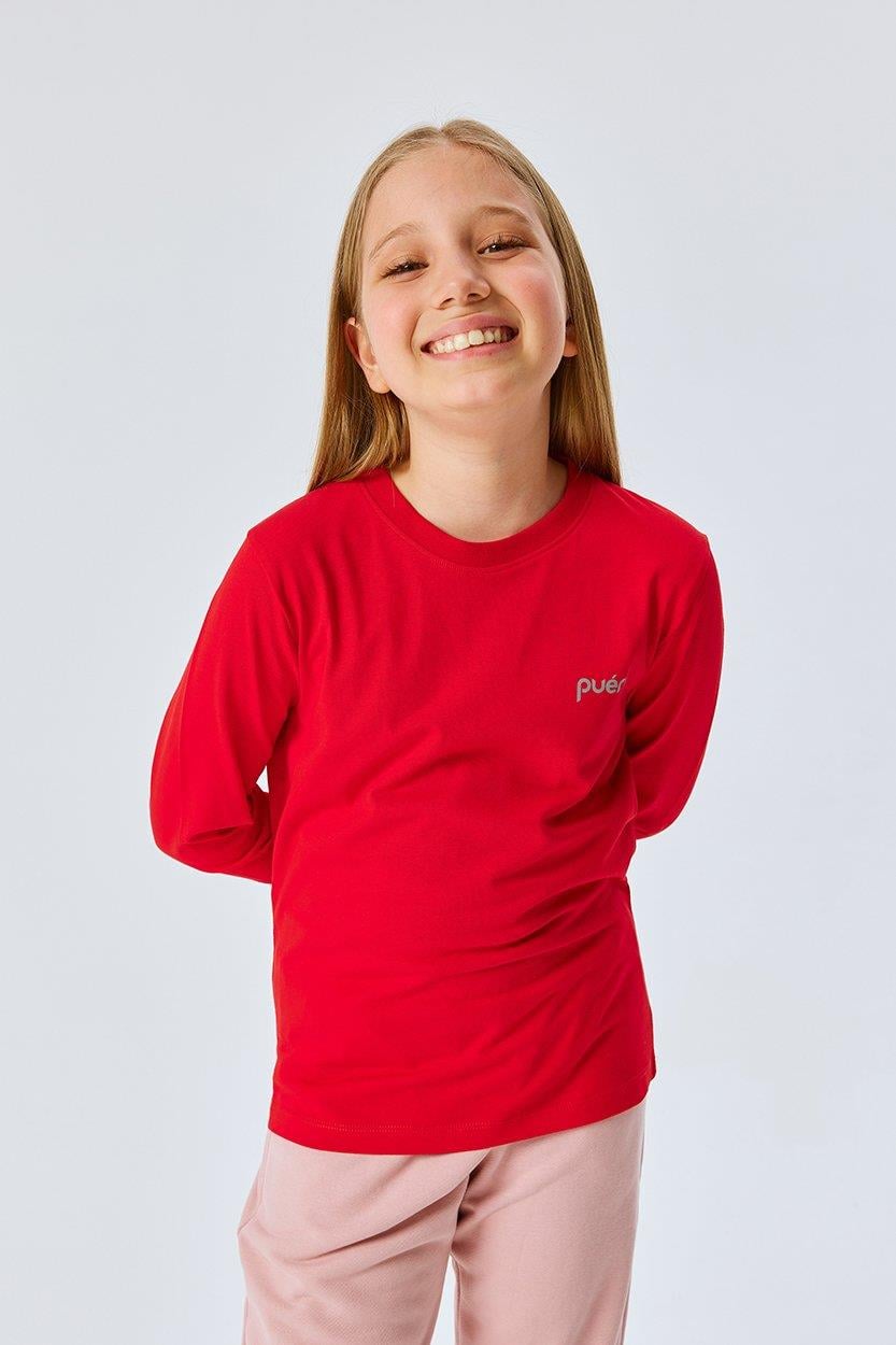 Uzun Kollu Çocuk T-shirt-Kırmızı (Tükendi)