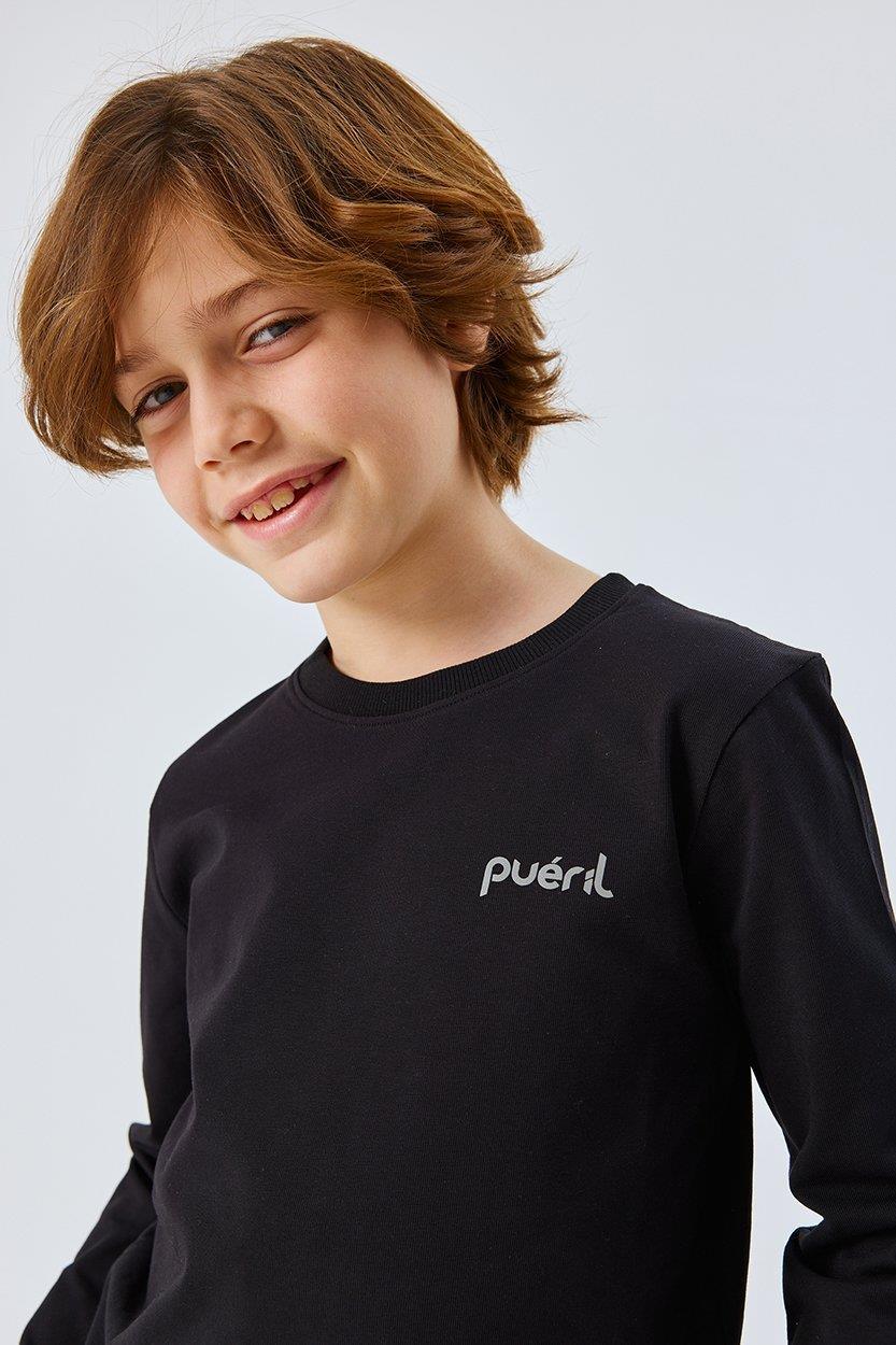 Uzun Kollu Çocuk T-shirt -Siyah