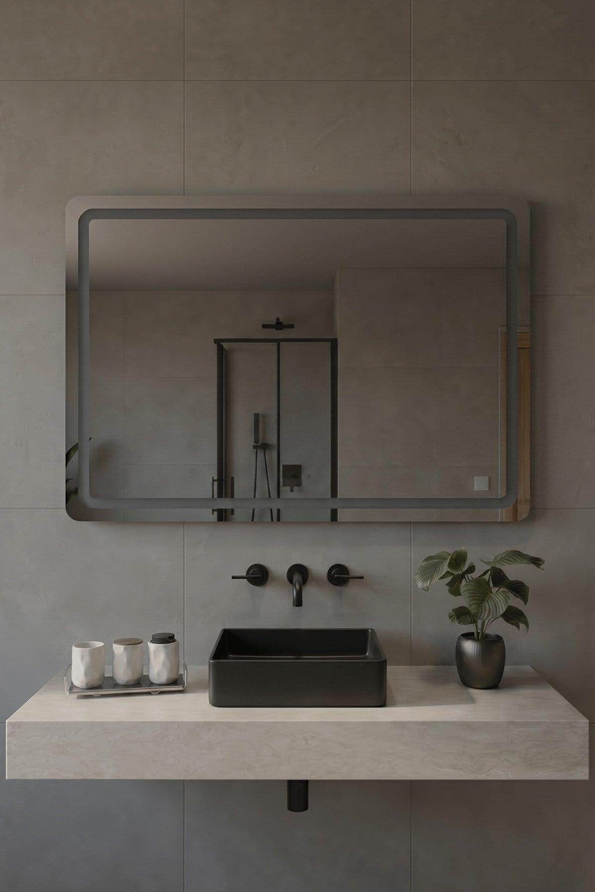 LED Işıklı Dikdörtgen Banyo Aynası