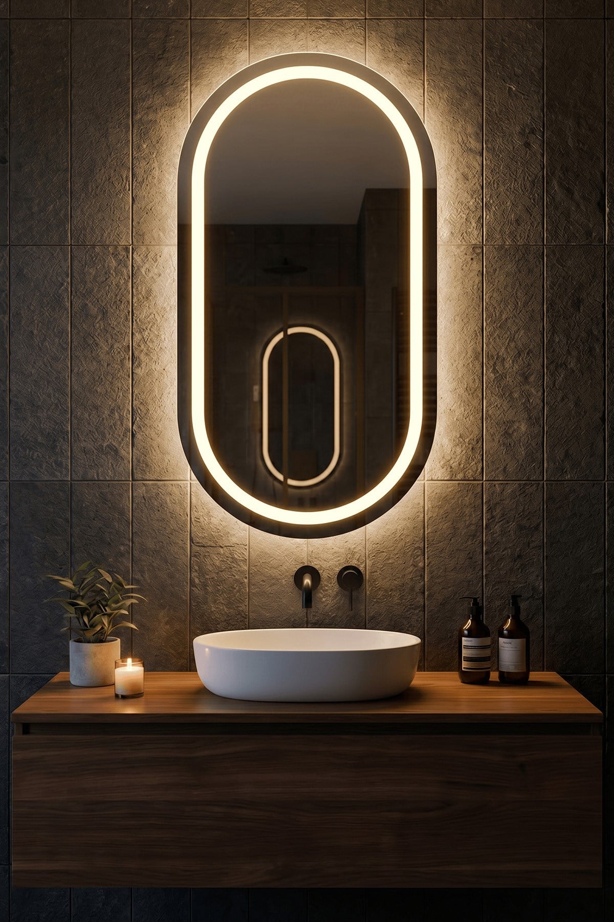 LED Işıklı Kapsül Banyo Aynası
