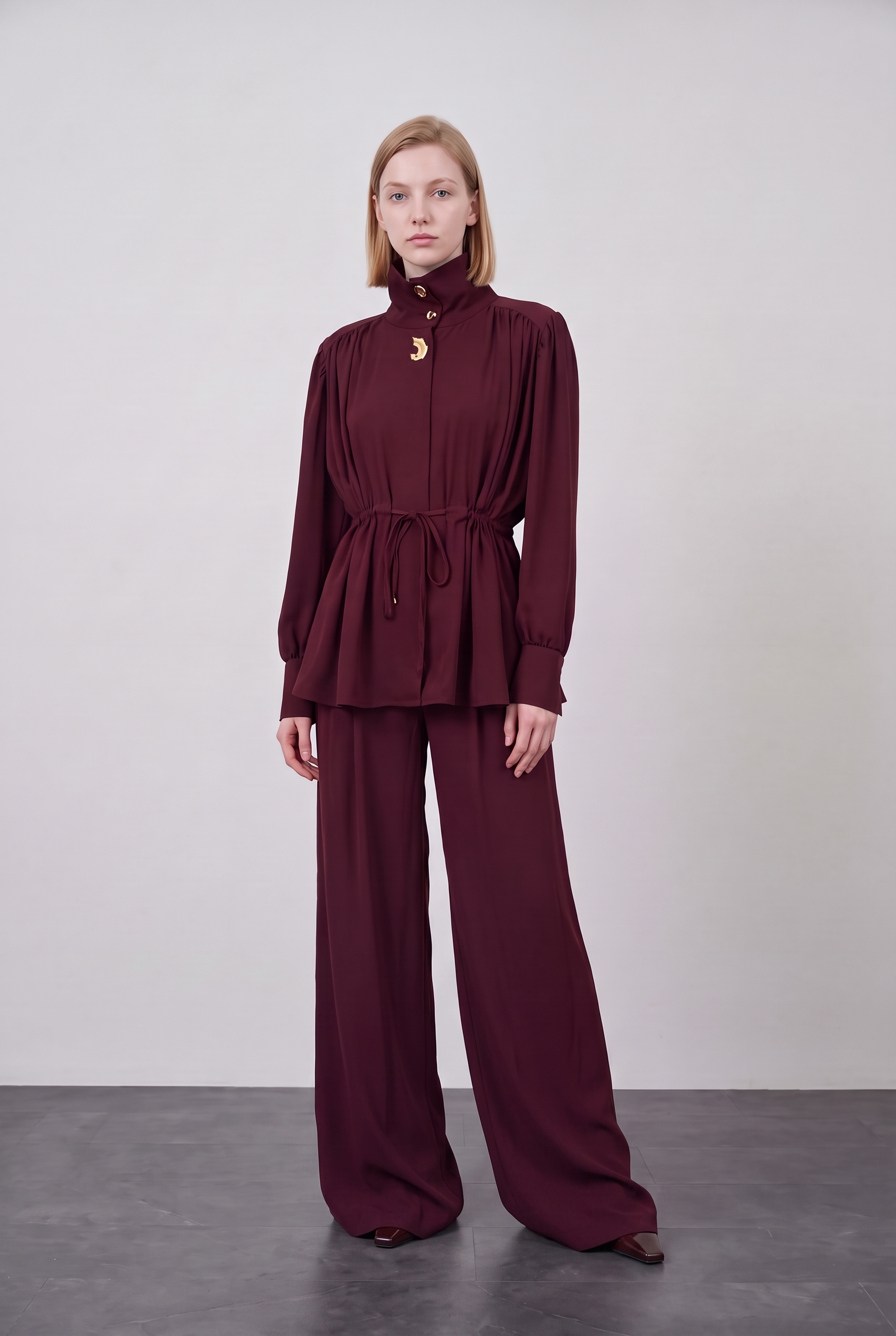Adore Broşlu Pantolonlu Takım Mürdüm