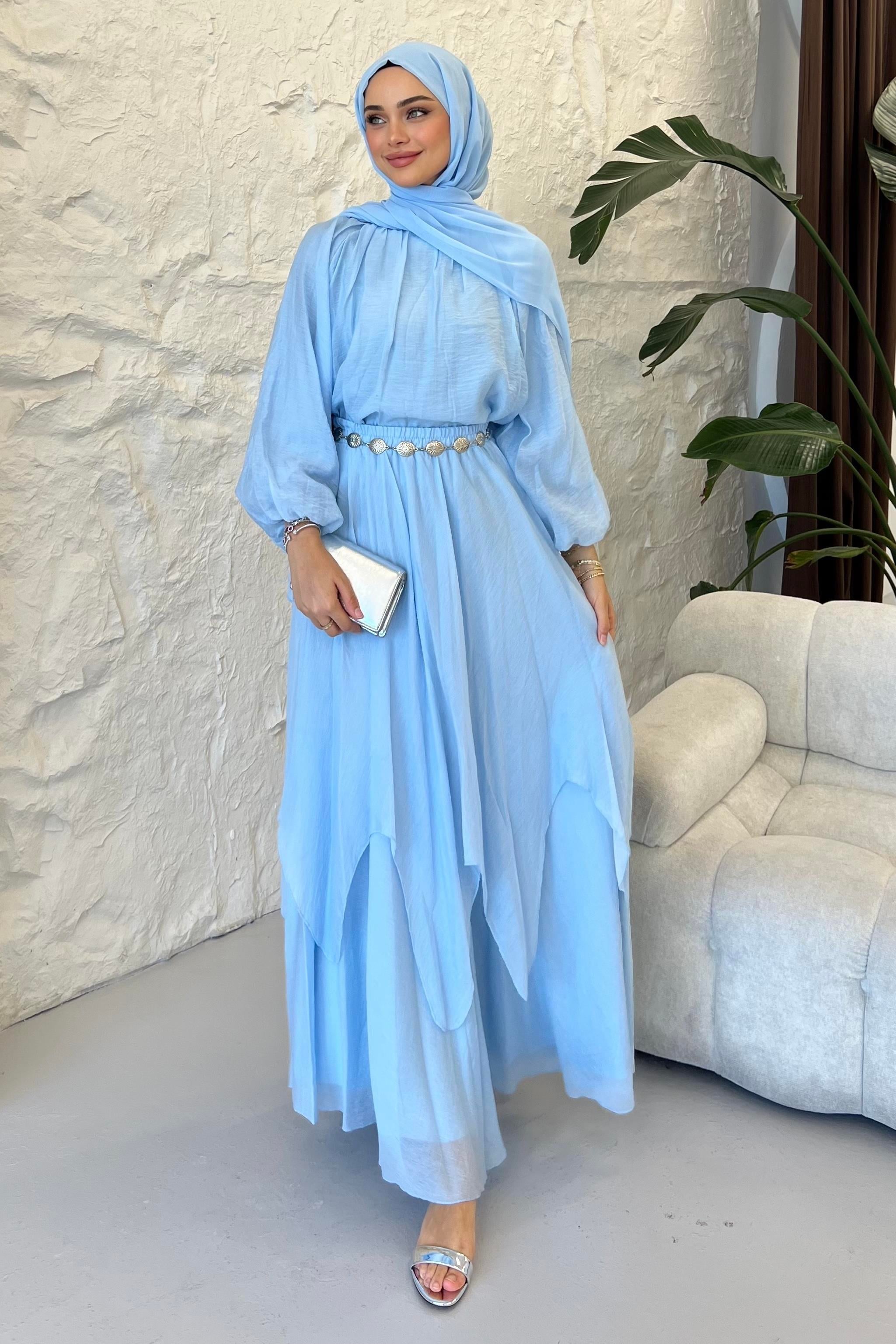 Balon Kol Kat Kat Etekli Takım Baby Blue