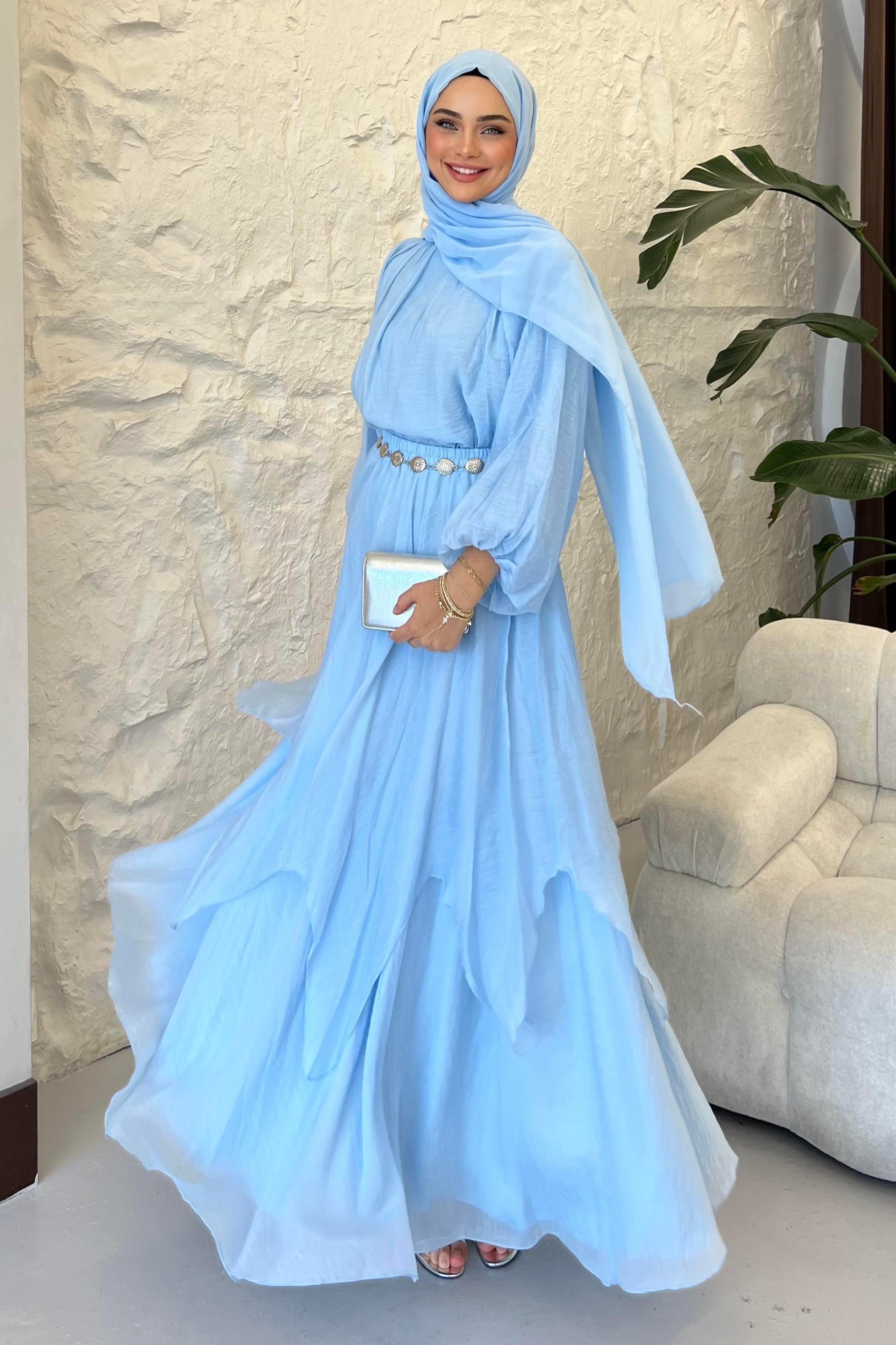 Balon Kol Kat Kat Etekli Takım Baby Blue