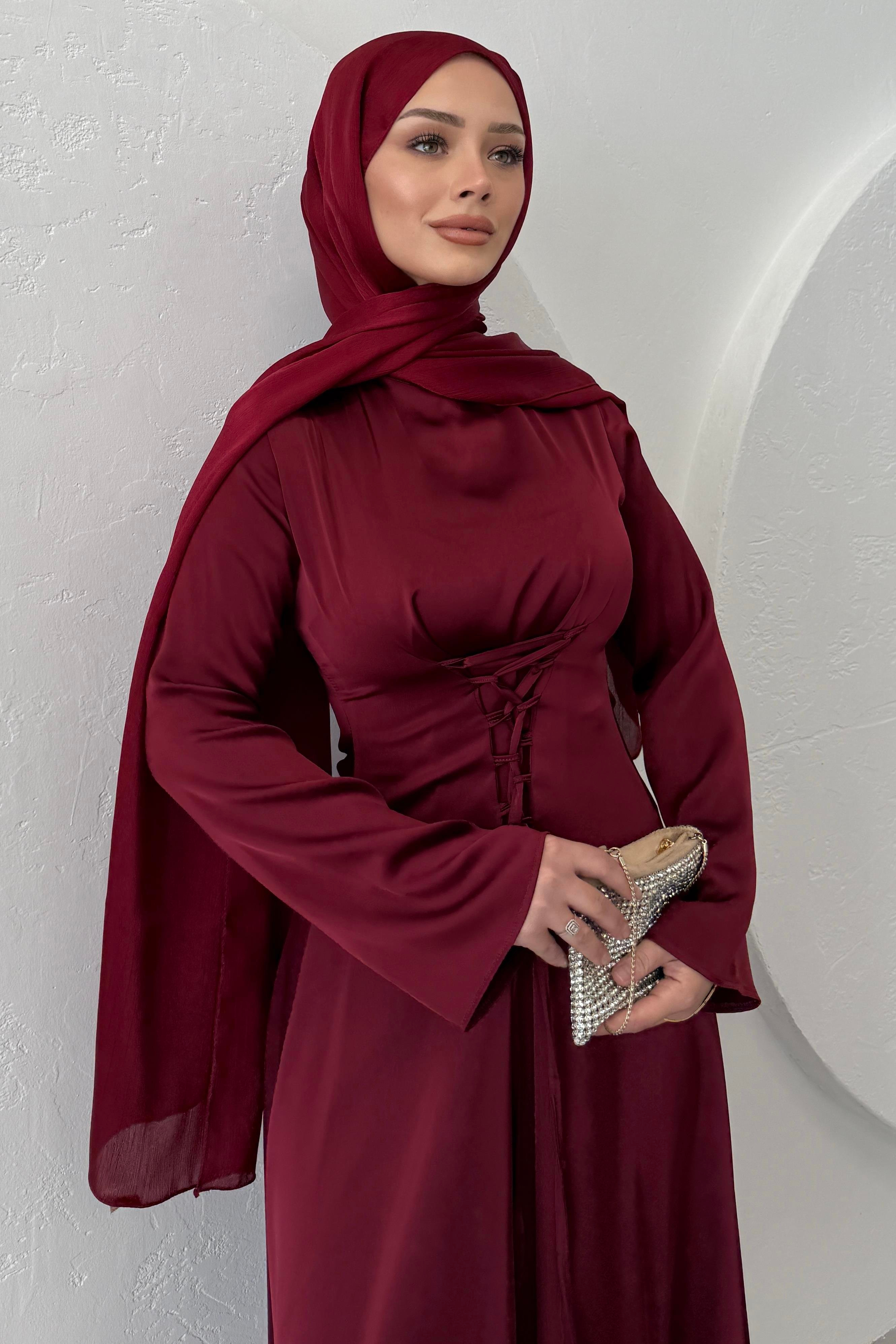Birit Biye Detaylı Elbise Bordo