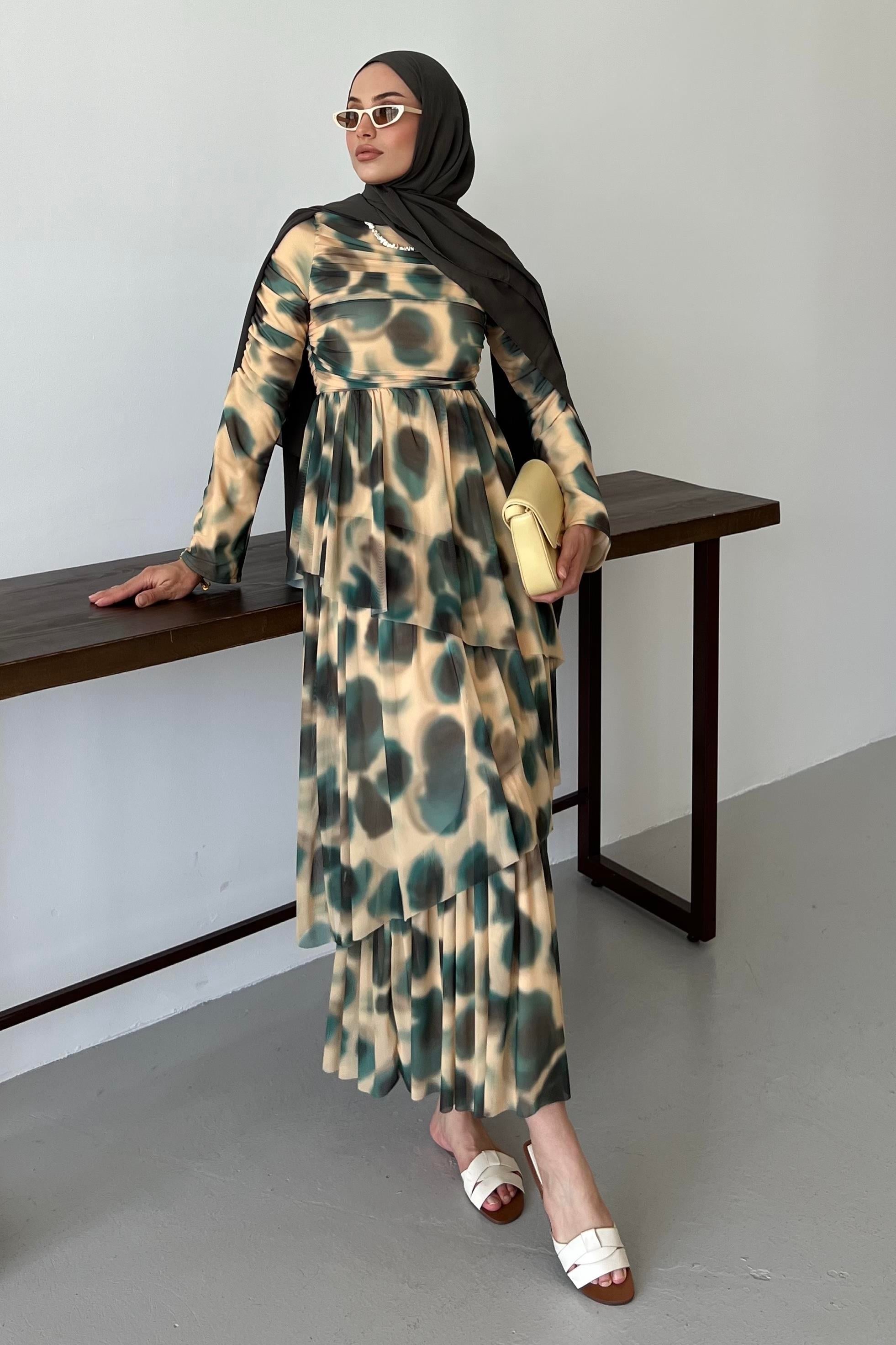 Drape Detaylı Kat Kat Elbise Butter Yellow