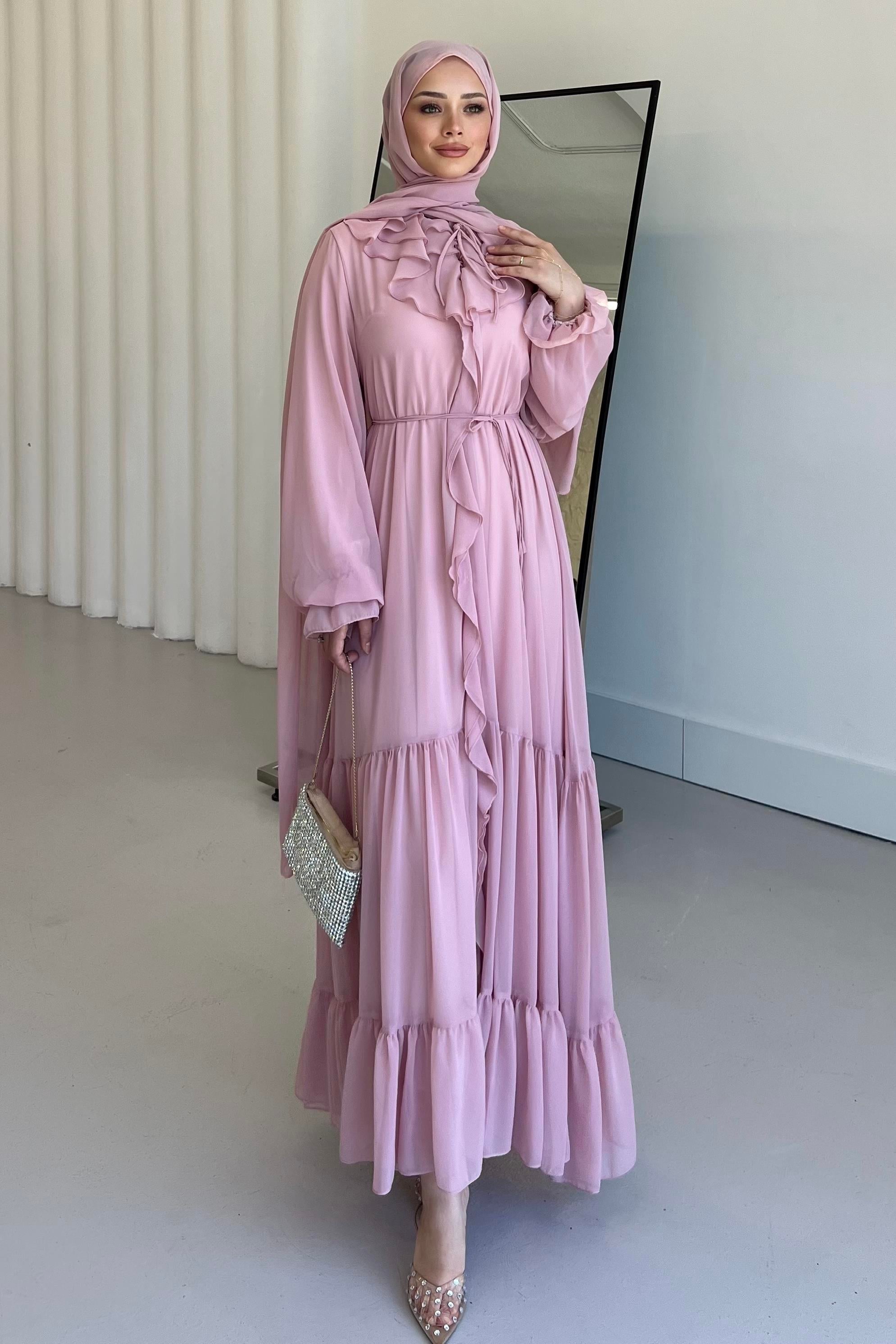 Dulcet Şifon Elbise Toz Pembe