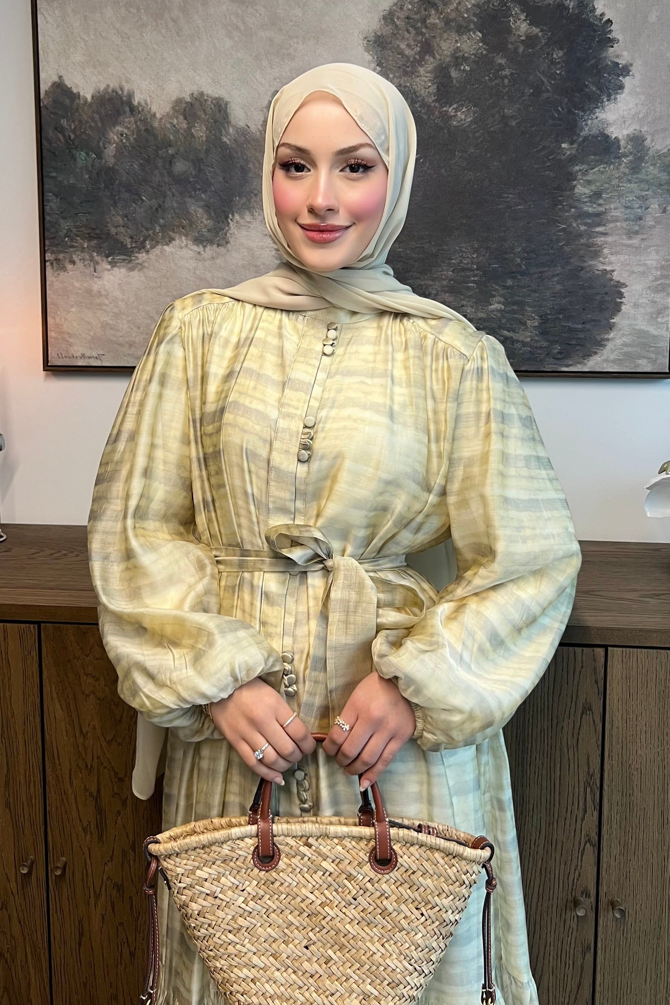 Elegance Tencel Vual Şifon Elbise Soft Sarı