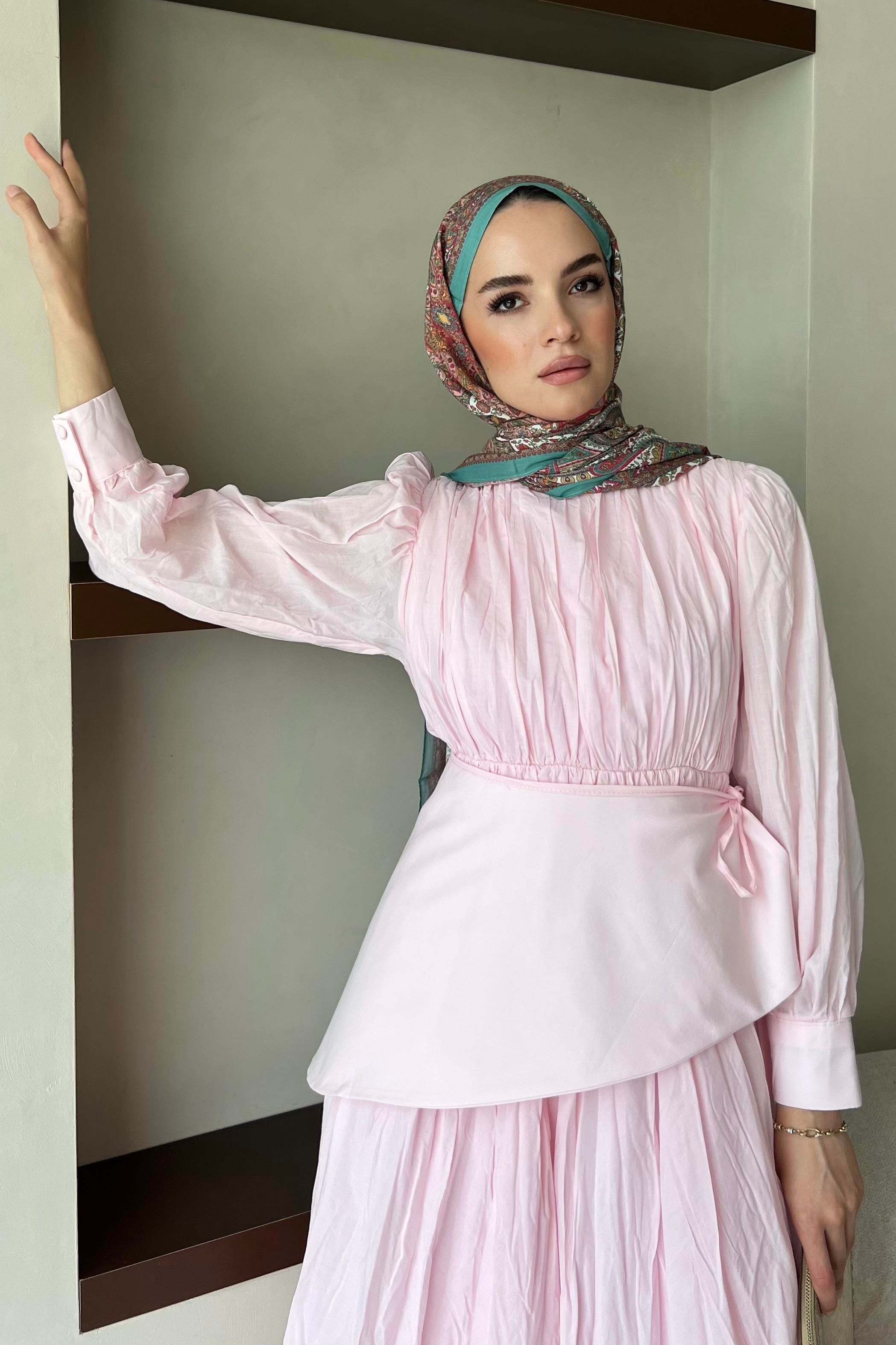 Layere Elbise Soft Pembe