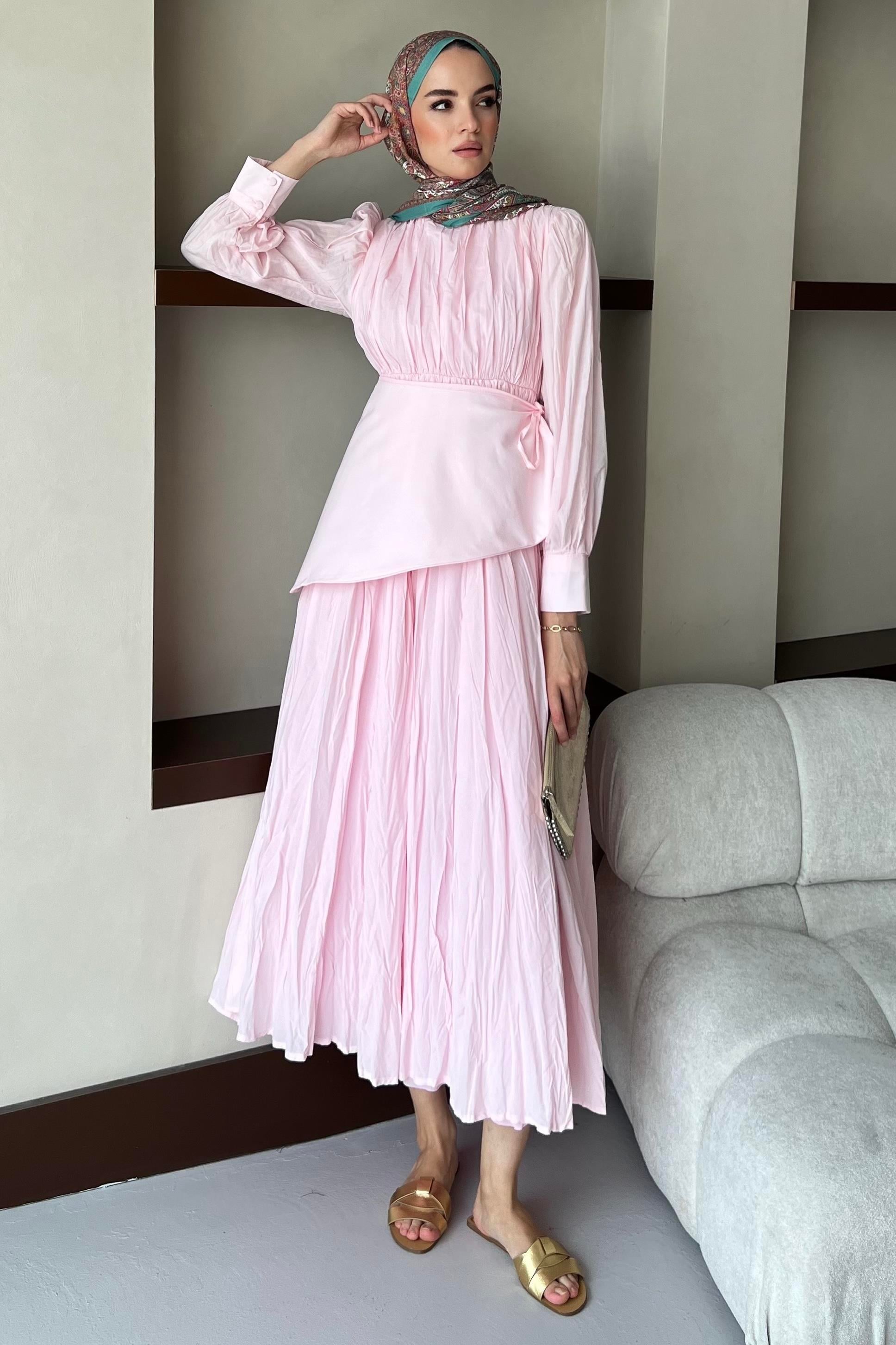 Layere Elbise Soft Pembe