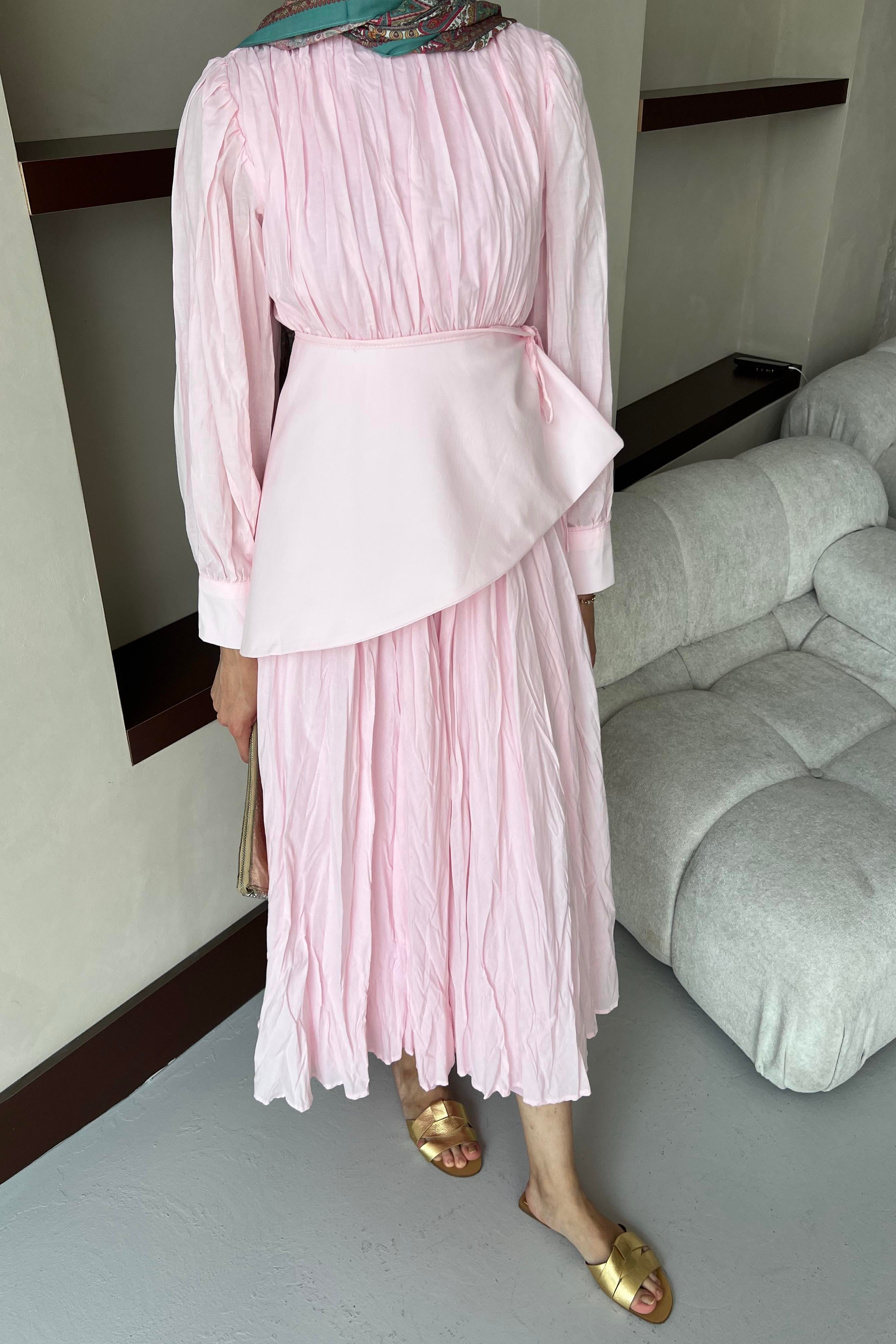 Layere Elbise Soft Pembe