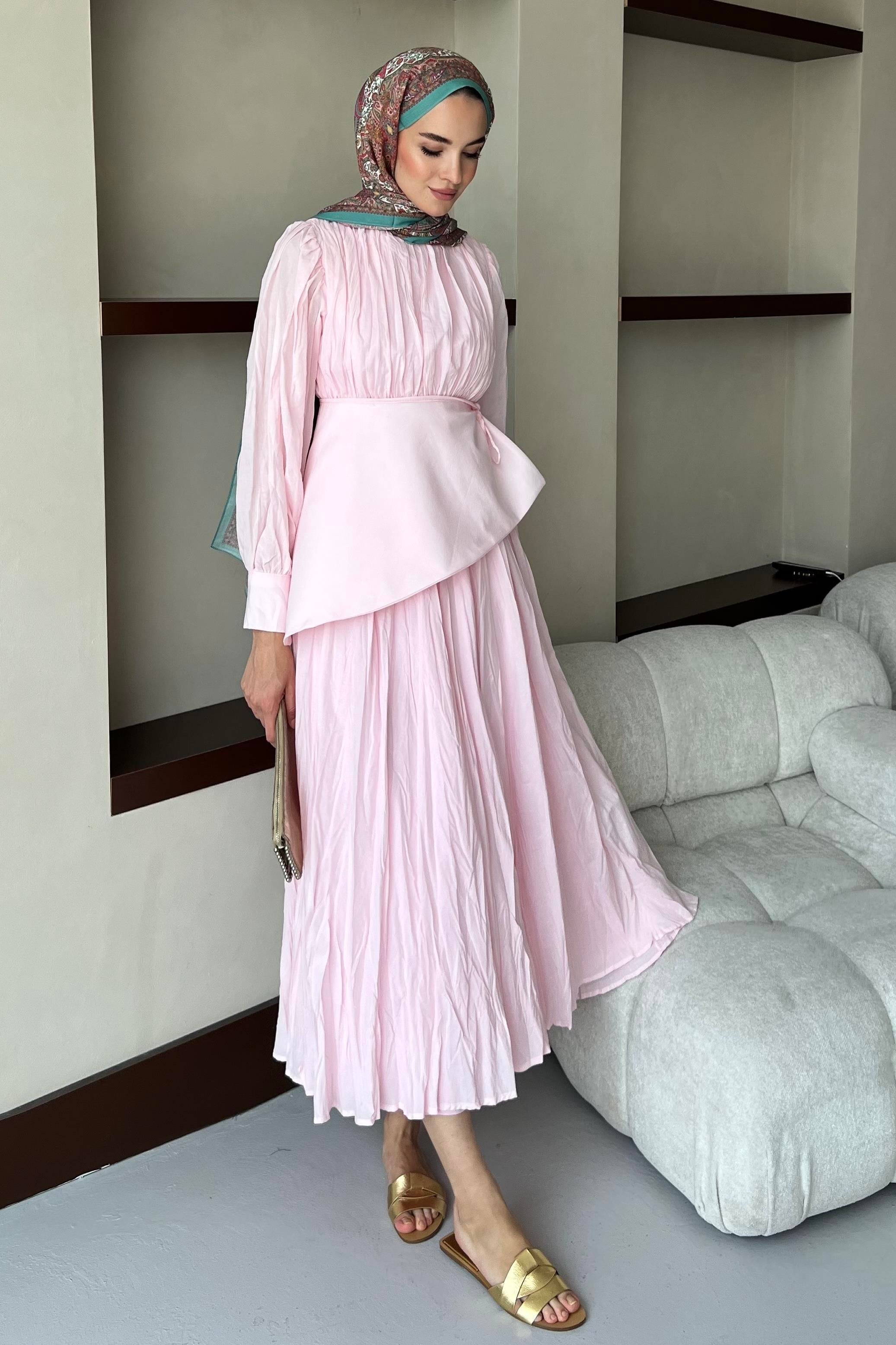 Layere Elbise Soft Pembe
