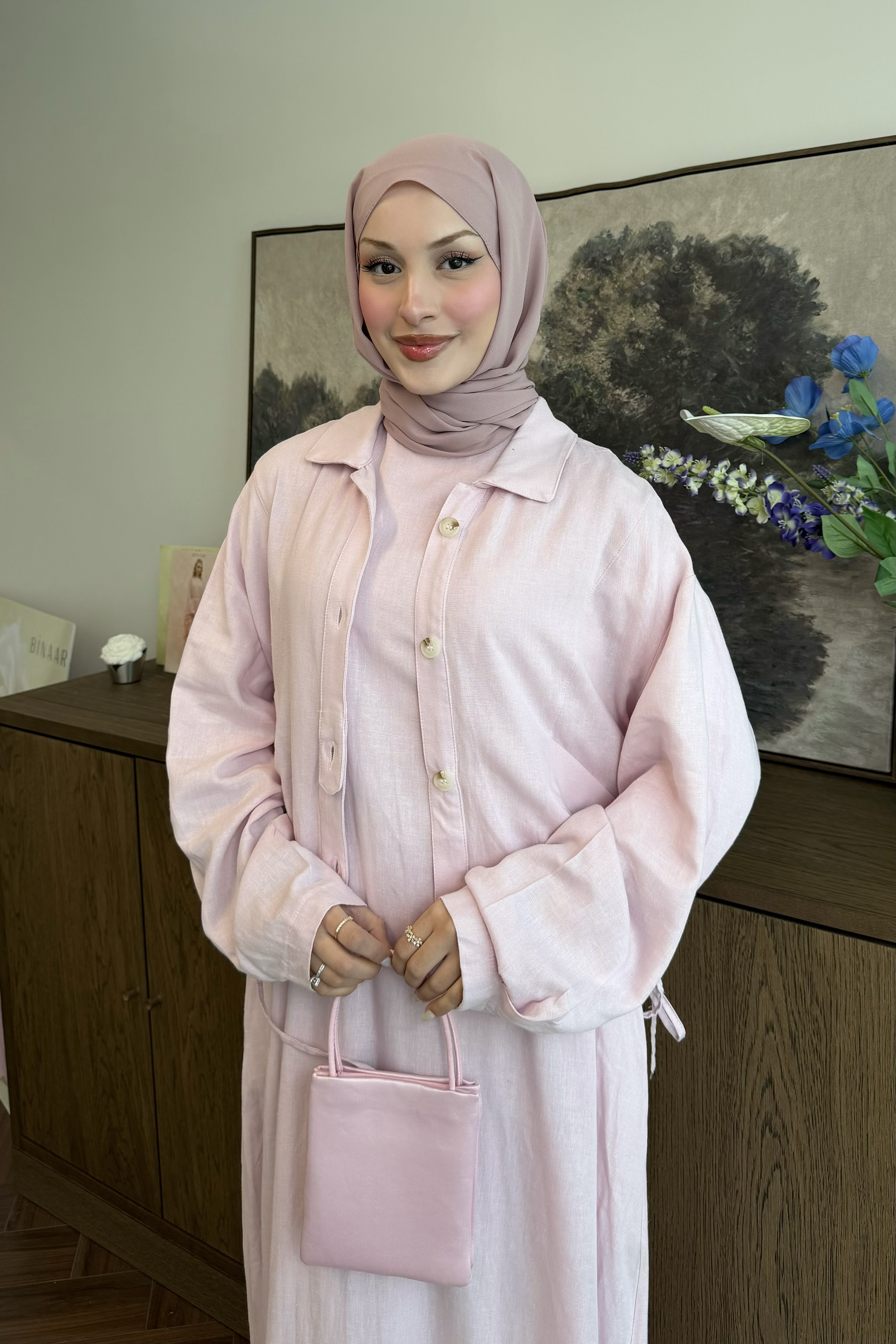 Lien Keten Elbise Soft Pembe