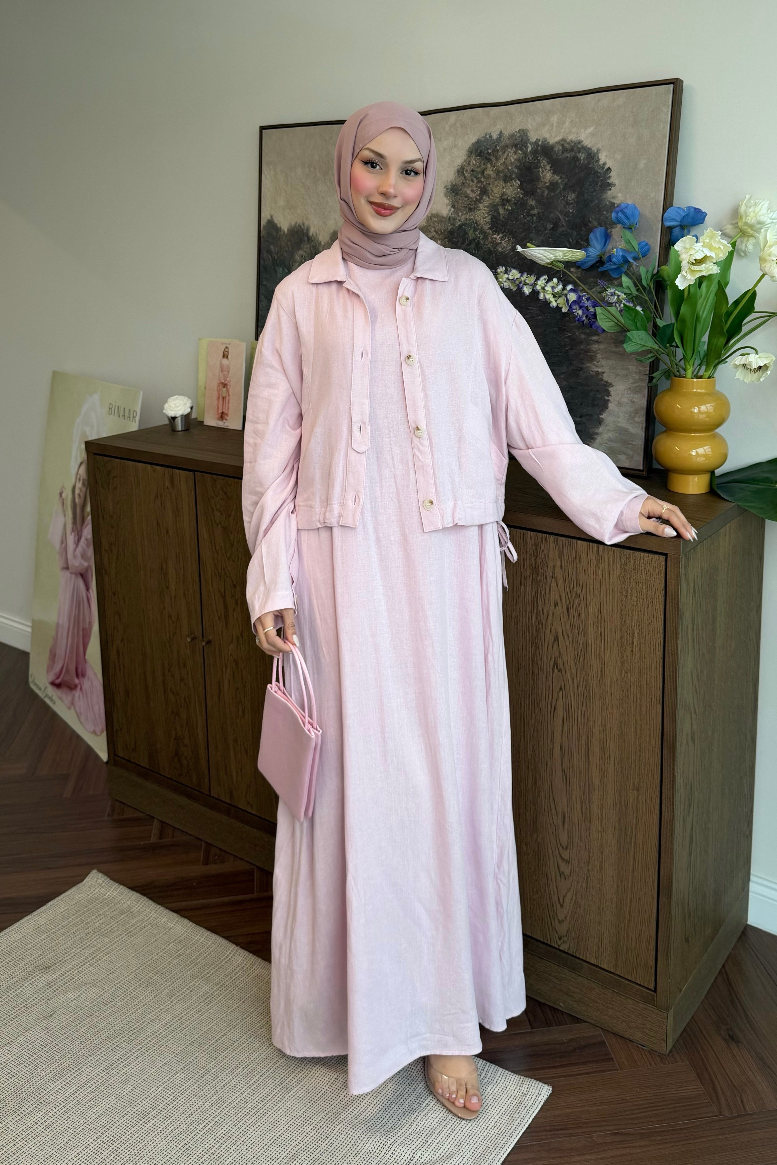 Lien Keten Elbise Soft Pembe