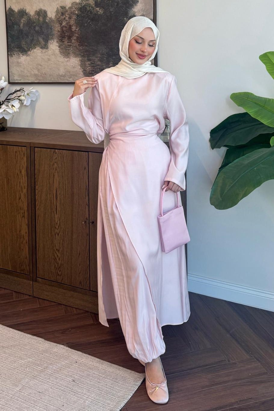 Lina Rahat Kesim Pantolonlu Takım Soft Pembe