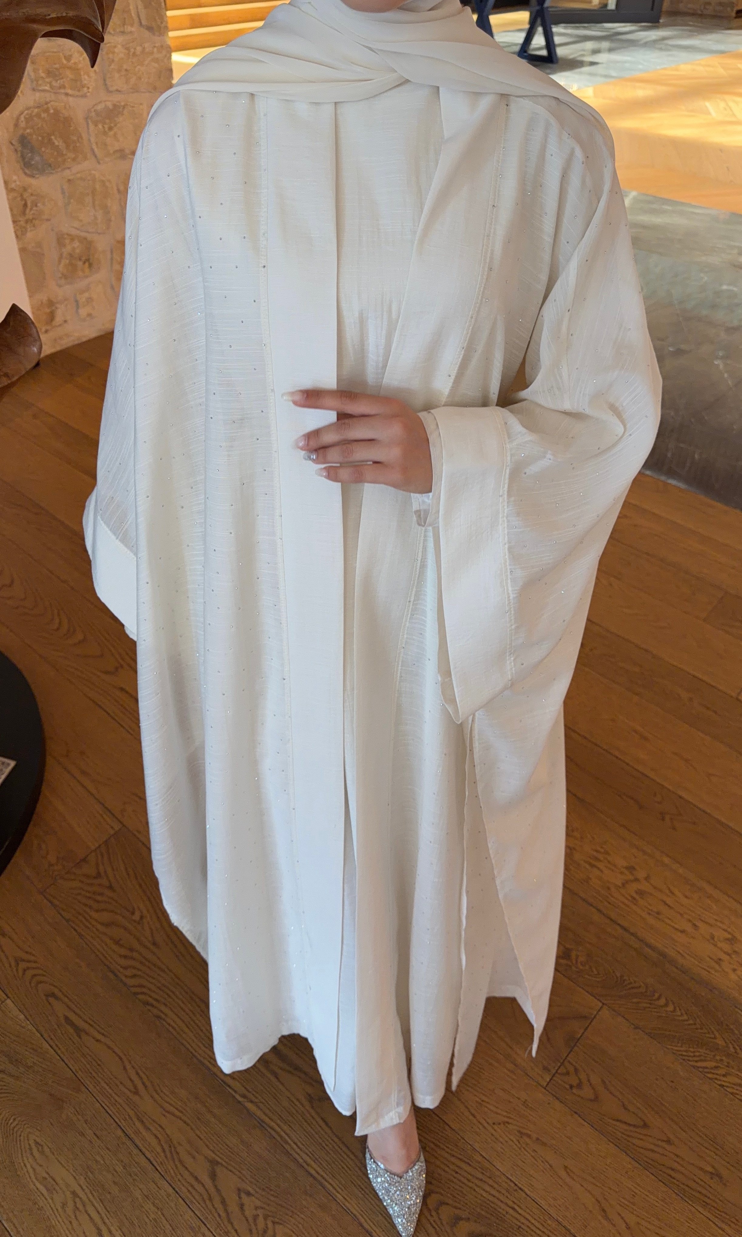 Luxury Taşlı Abaya Takım İnci