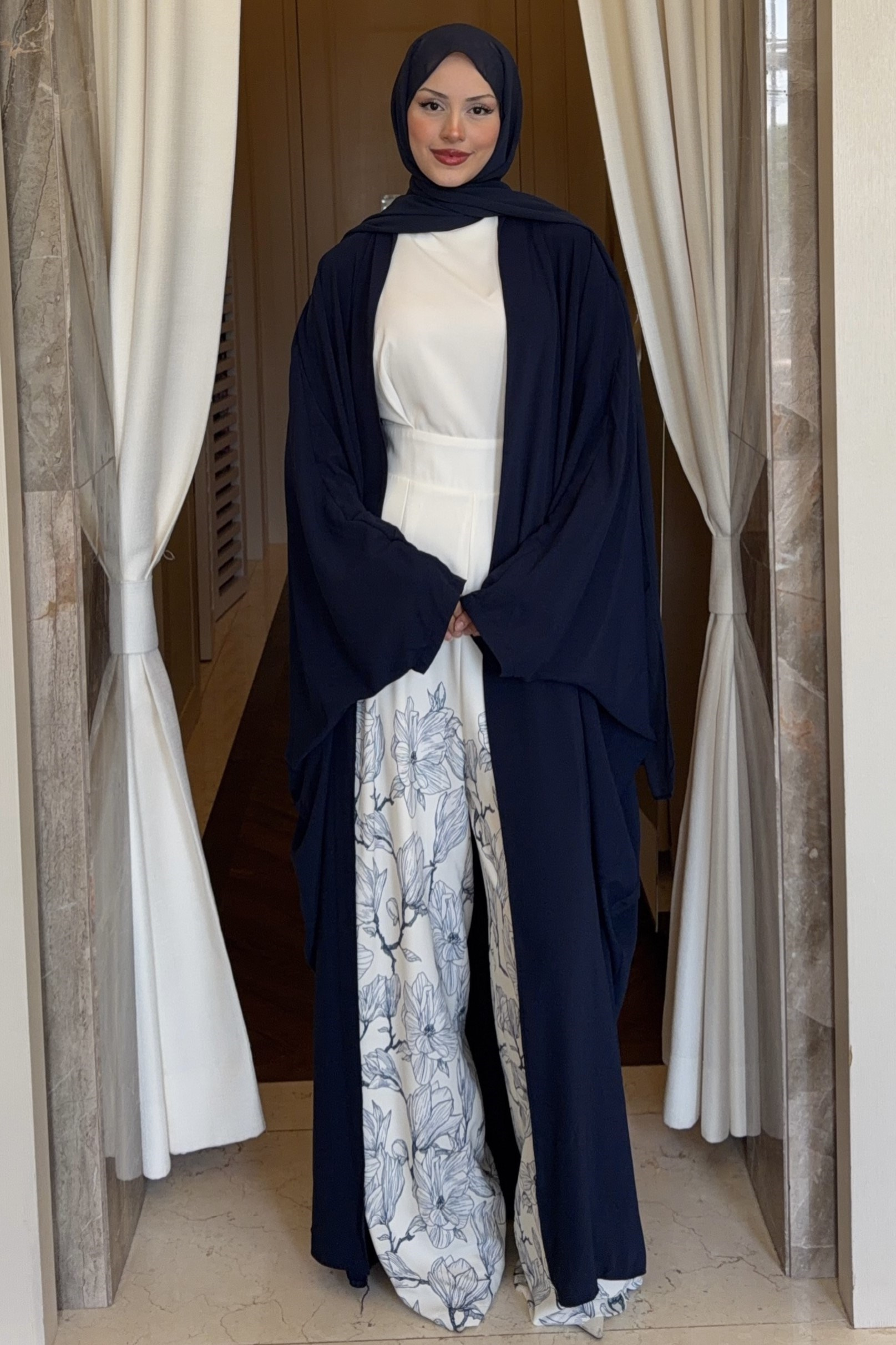 Manesa Tulumlu Abaya Takım Lacivert