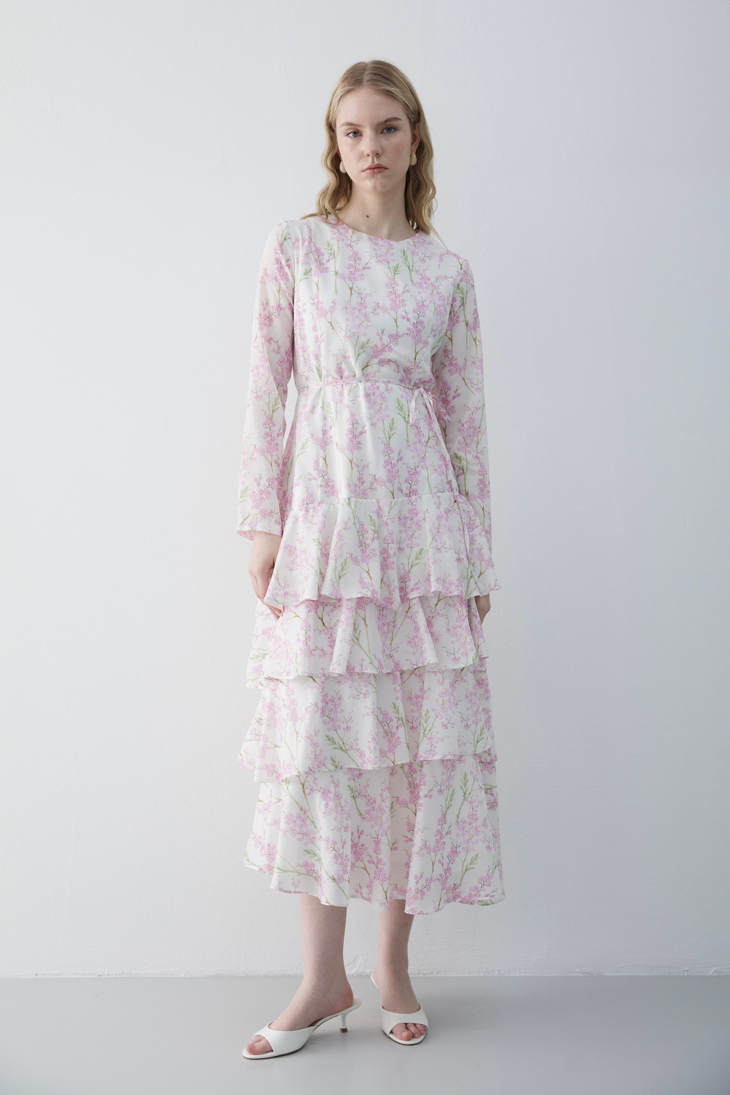 Mimoza Elbise Pembe
