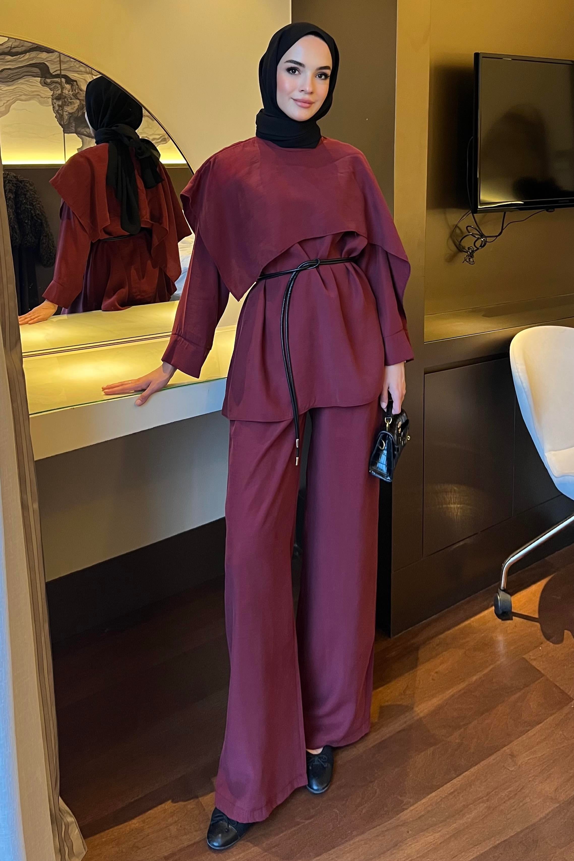 Modal Deri İpli Takım Bordo