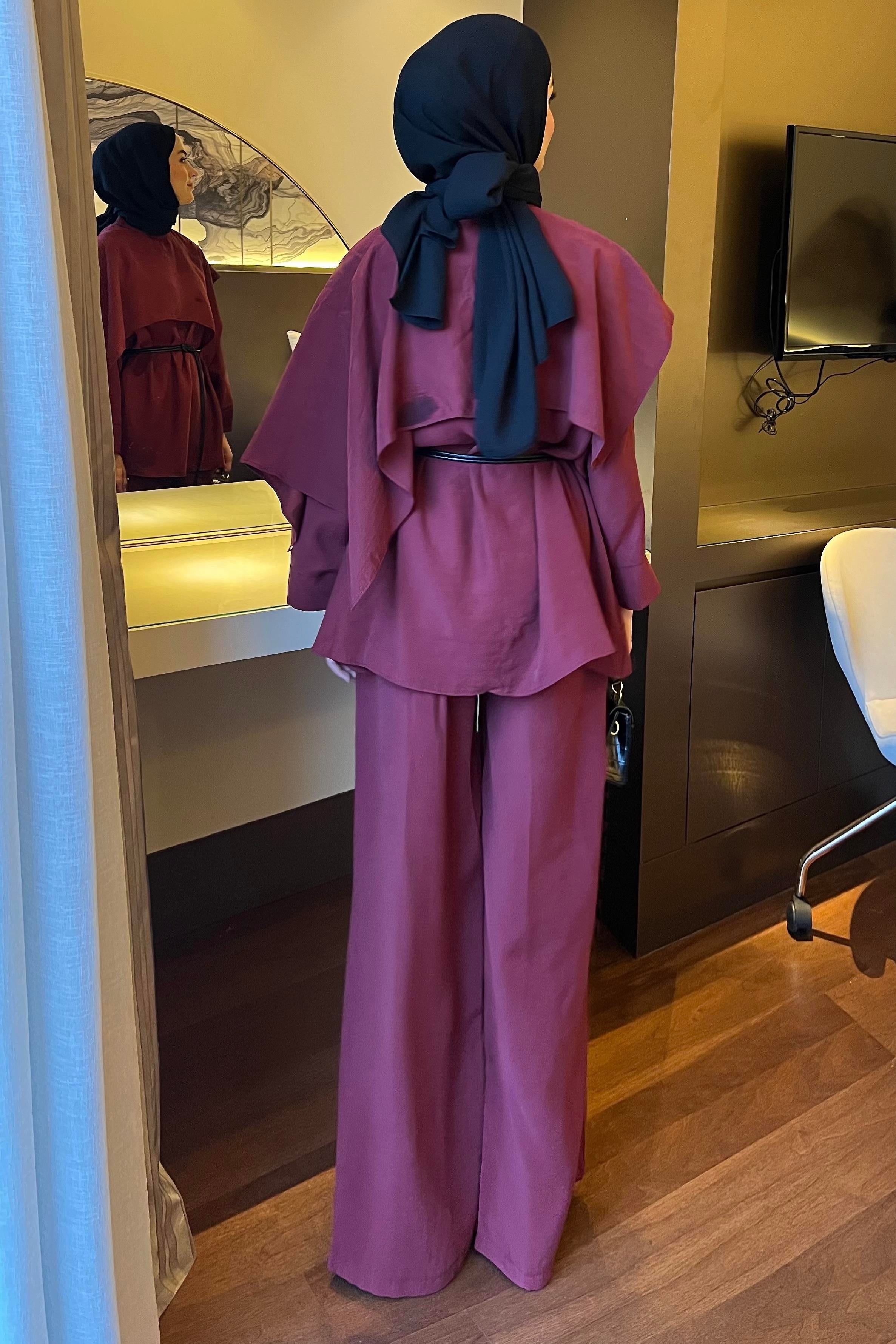 Modal Deri İpli Takım Bordo