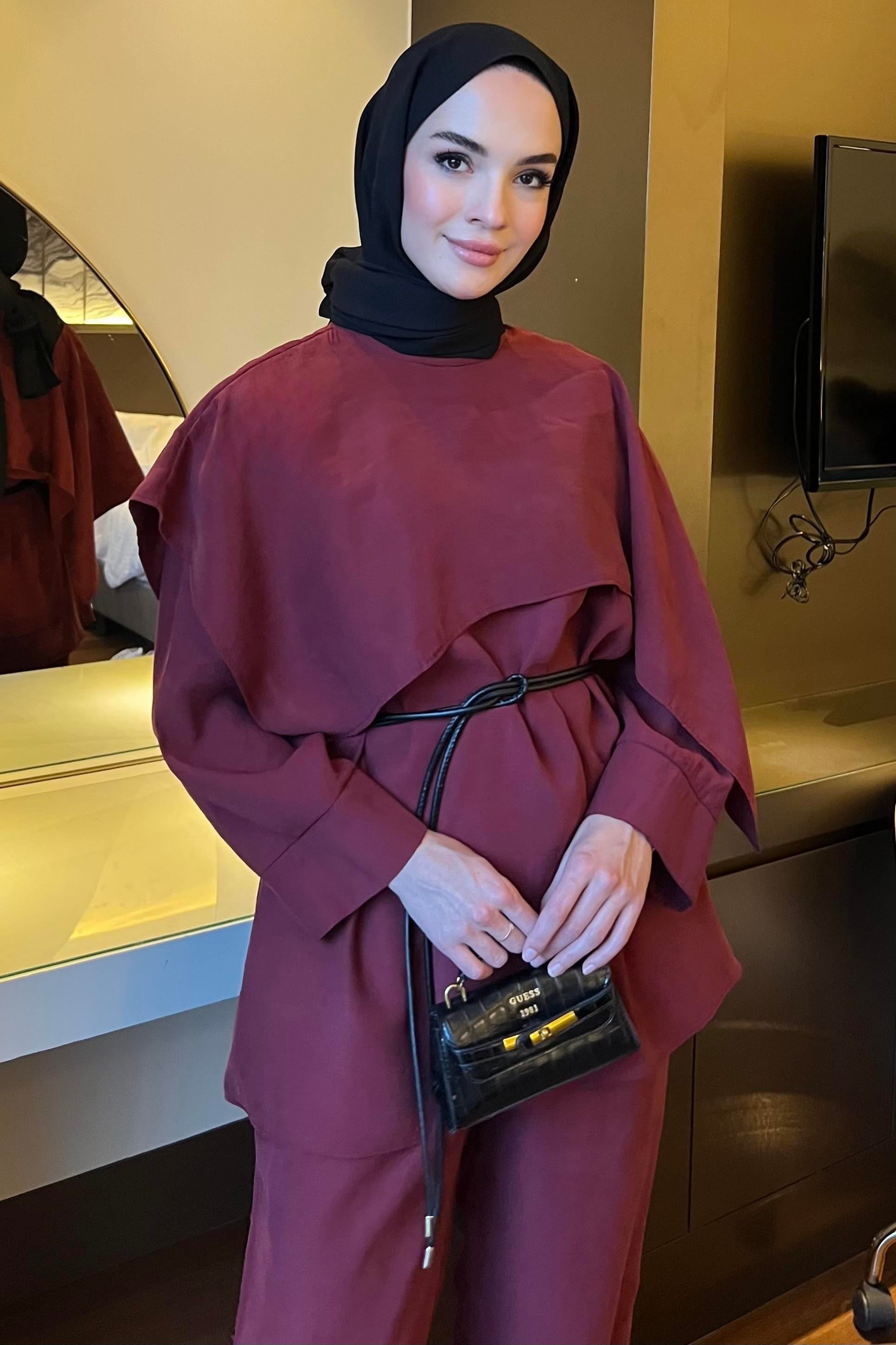 Modal Deri İpli Takım Bordo