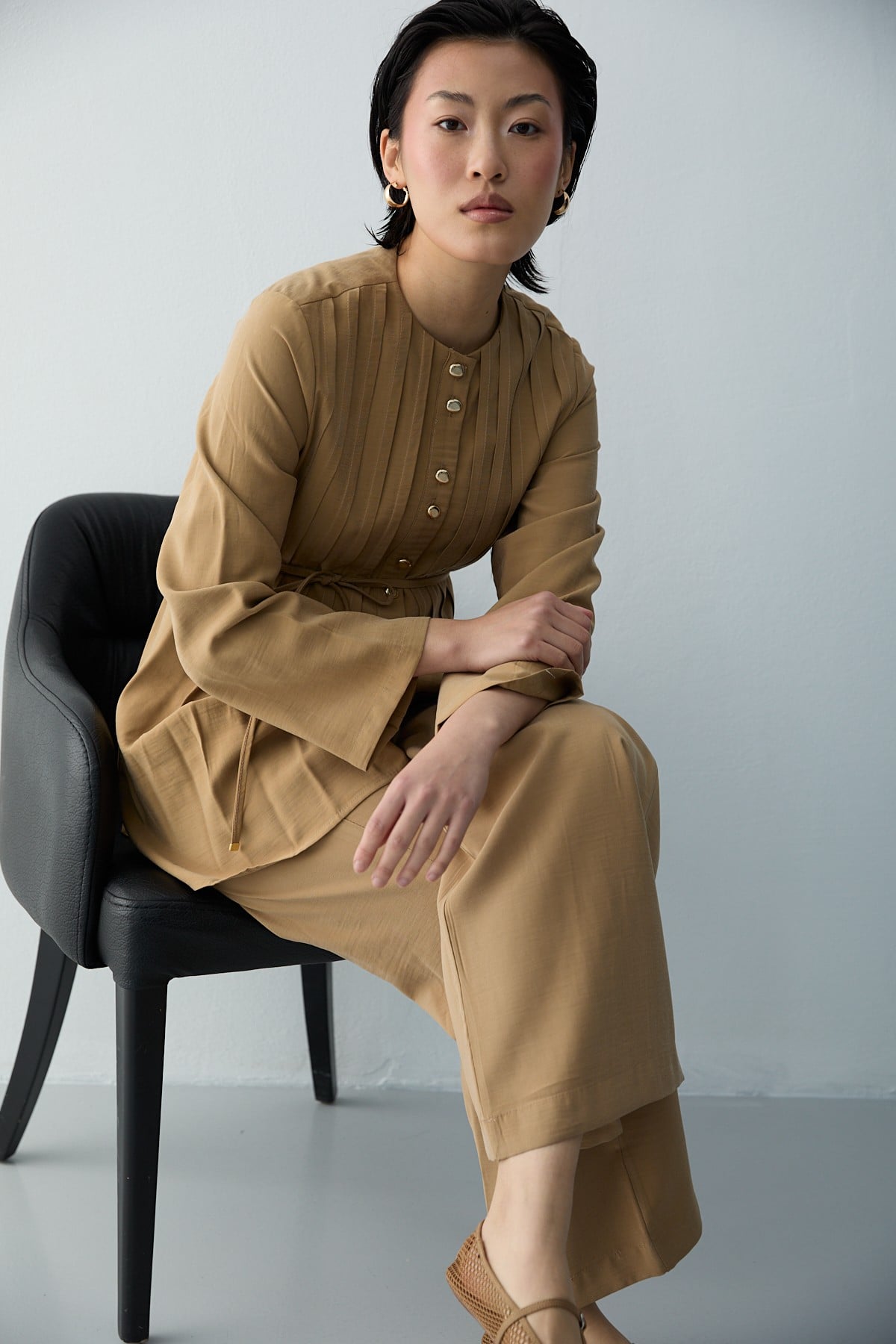 Nervürlü Modal Takım Camel