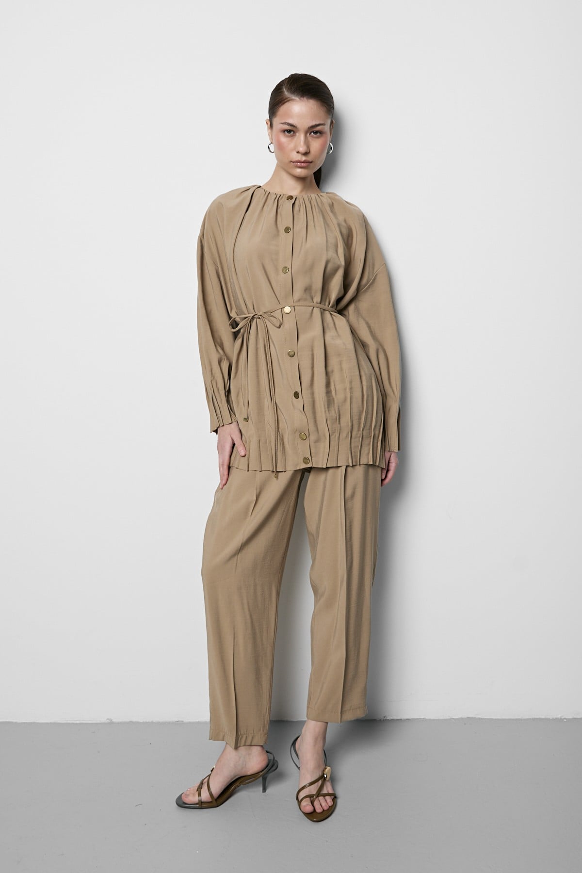 Oversize Modal Takım Bej