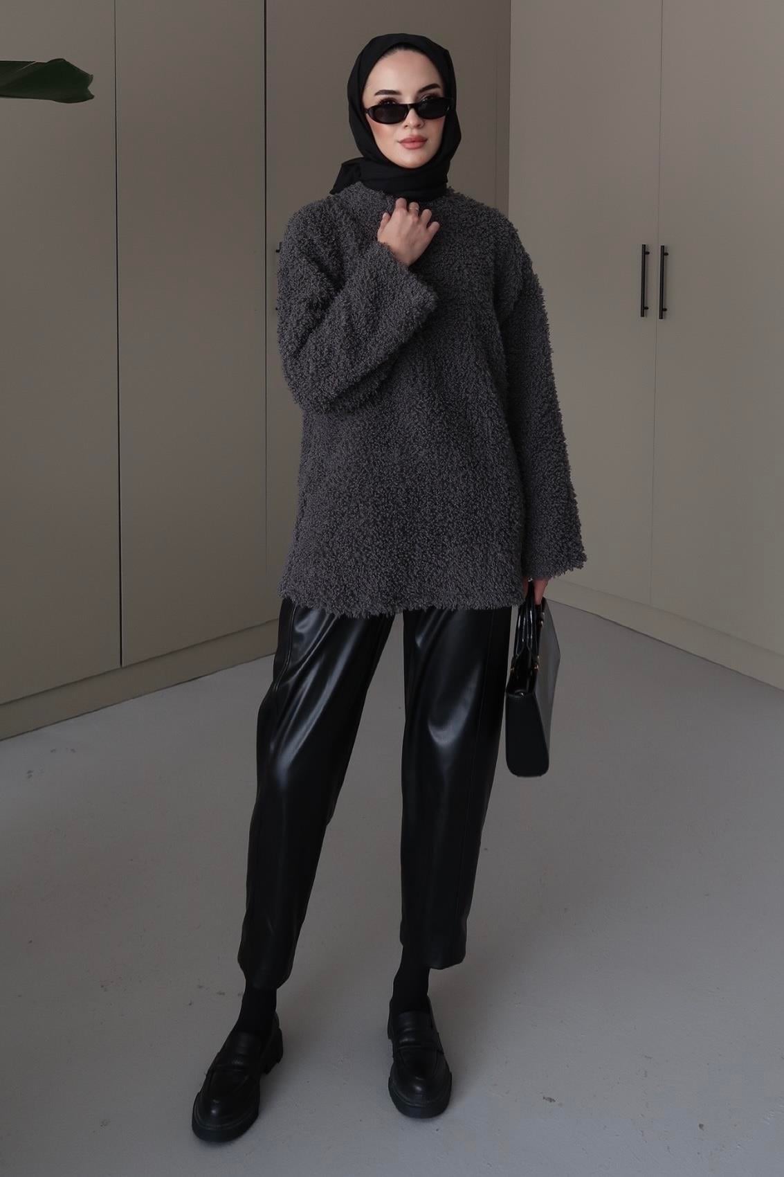 Peluş Kazak Antrasit