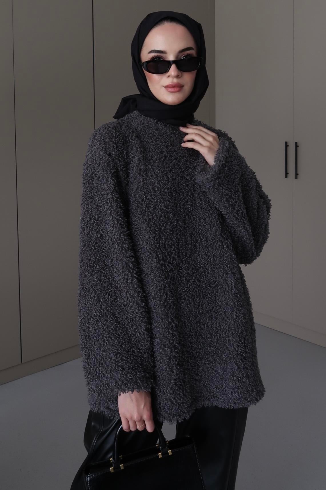 Peluş Kazak Antrasit