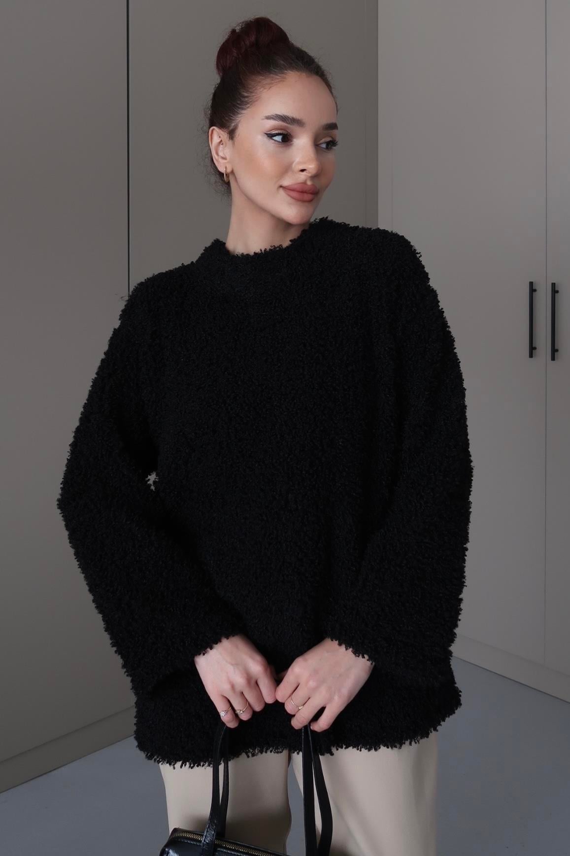 Peluş Kazak Siyah