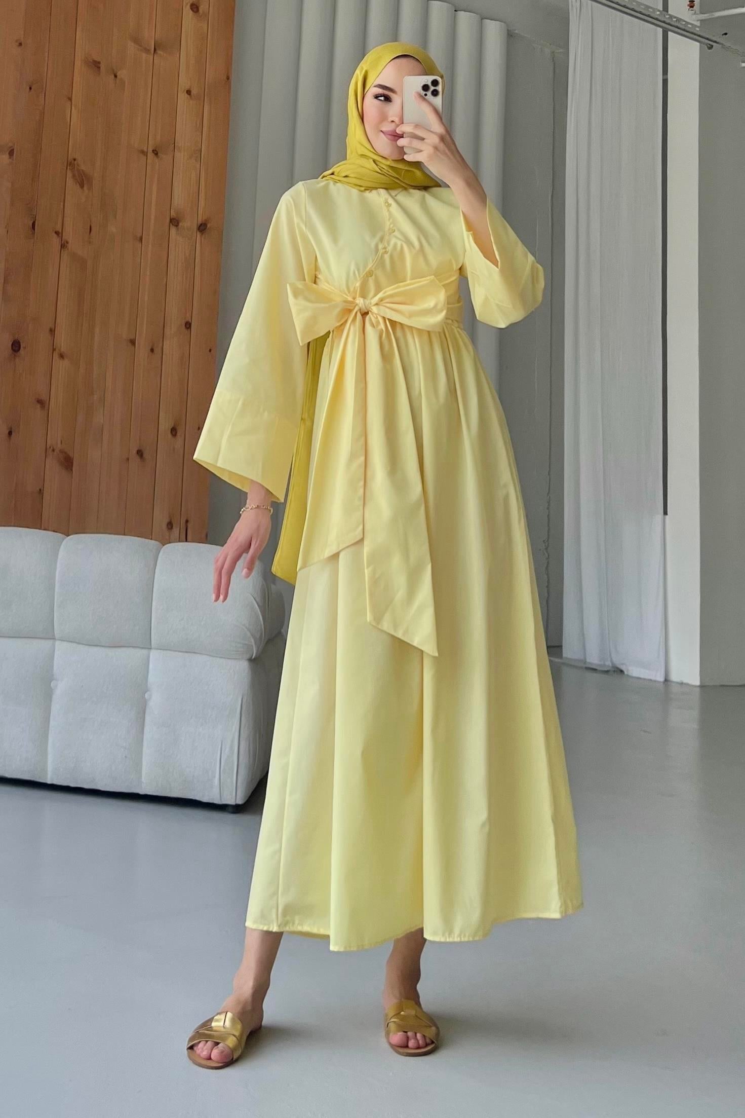 Ribbon Elbise Sarı