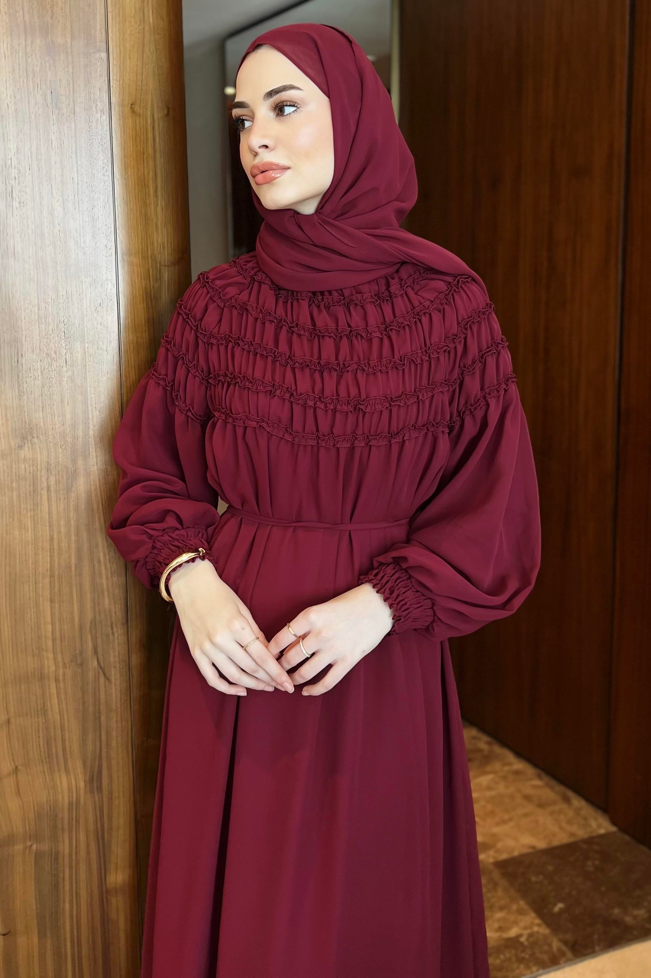 Şifon Şal Bordo 