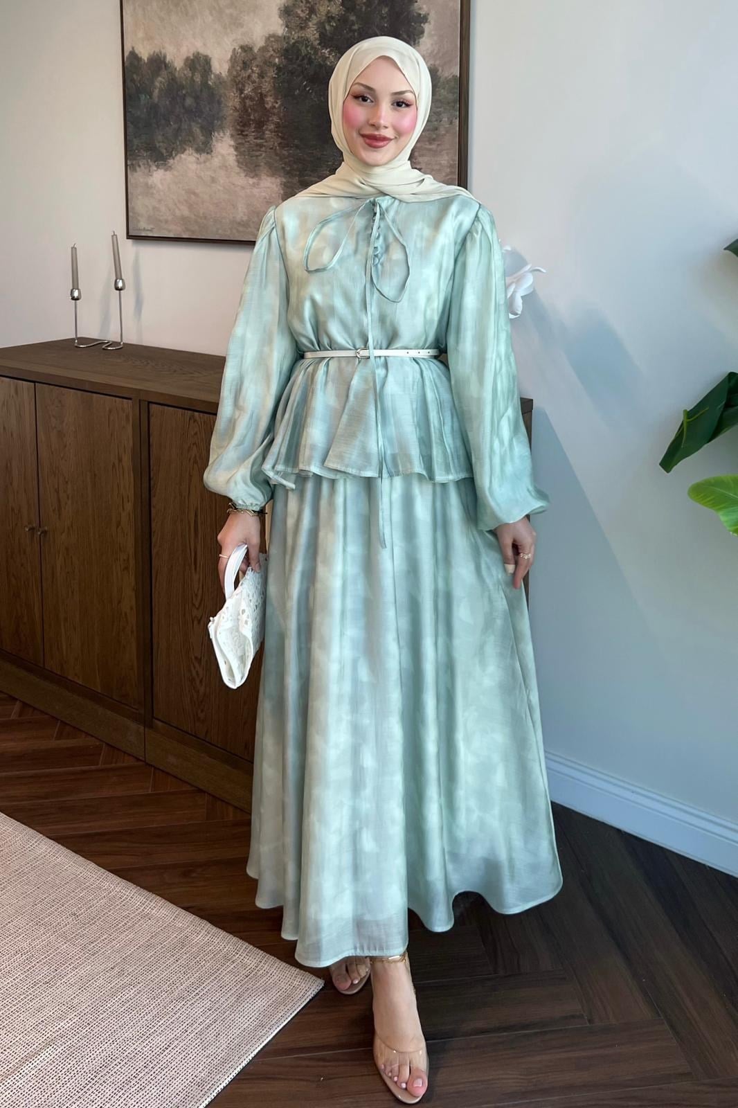 Spring Tül Tencel Etekli Takım Mint