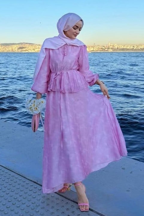 Şulemsi'nin Tercihi Spring Tül Tencel Etekli Takım Soft Pembe