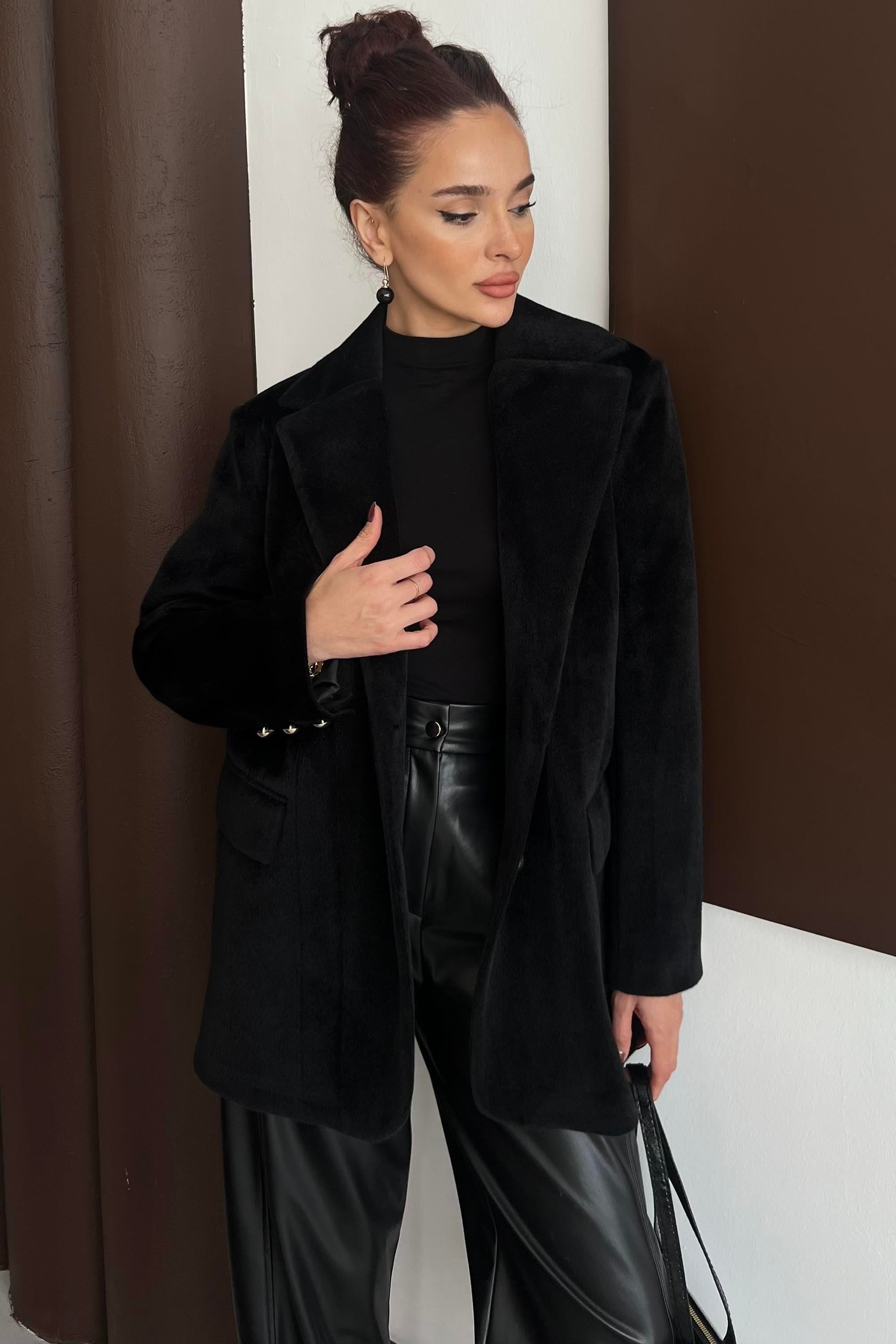 Tay Tüyü Blazer Ceket Siyah