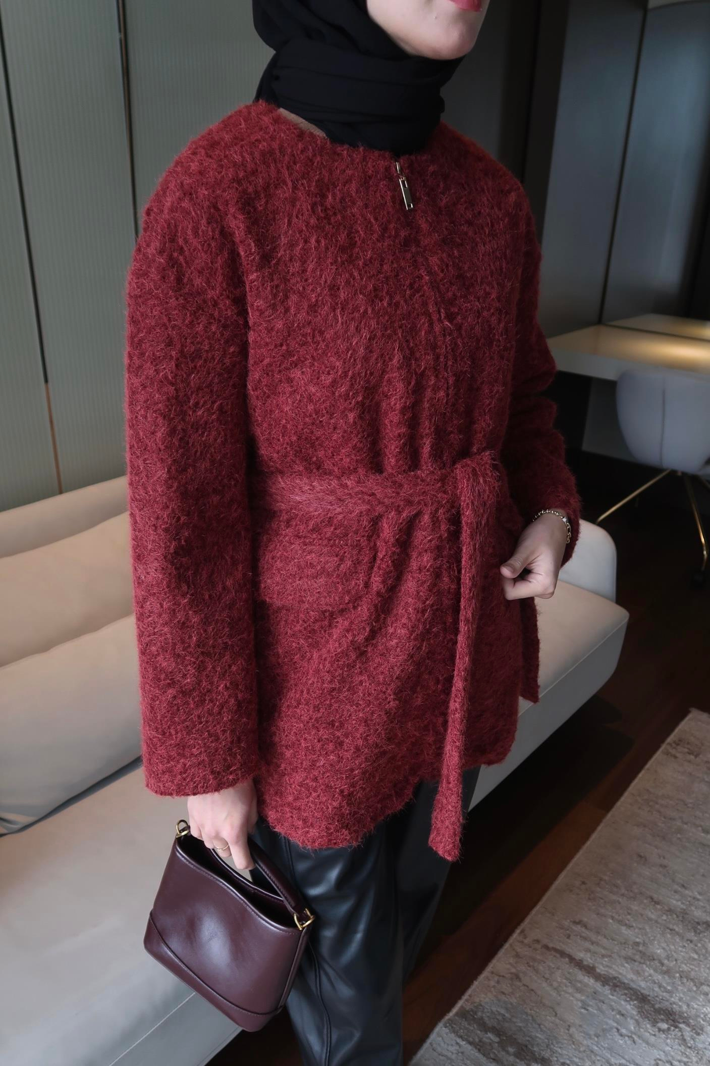 Tedy Fermuarlı Kaban Bordo
