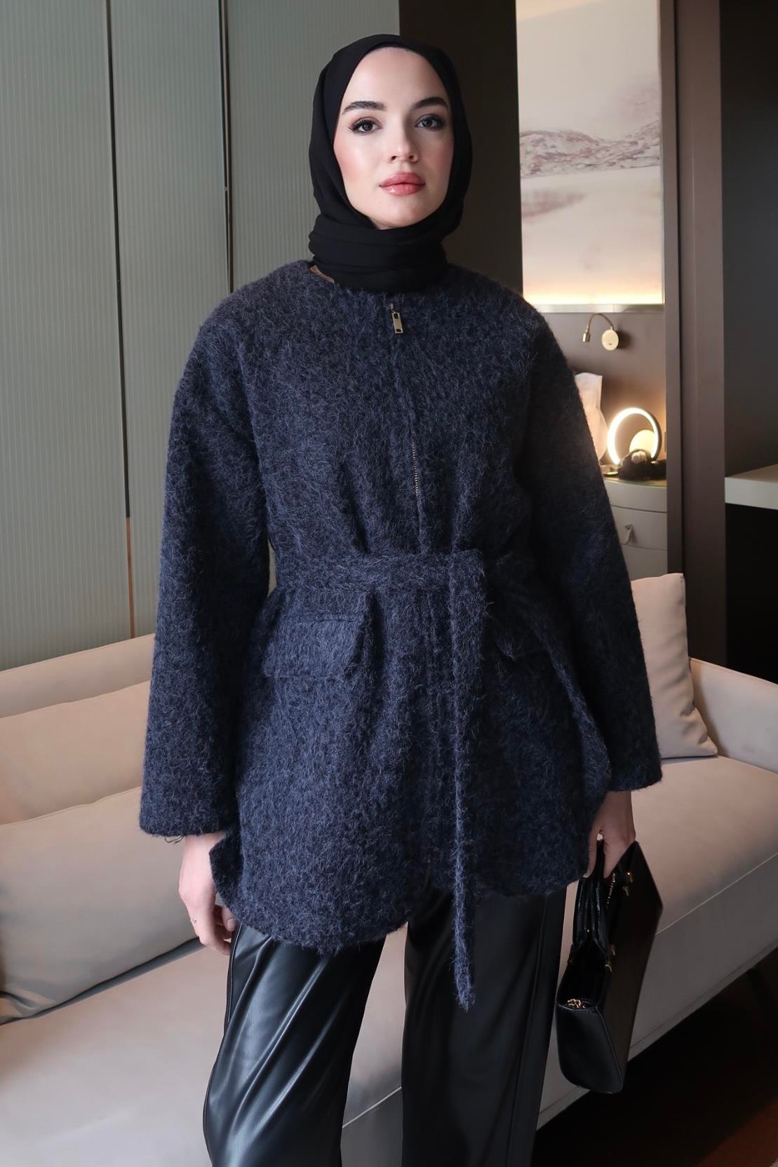 Tedy Fermuarlı Kaban Lacivert
