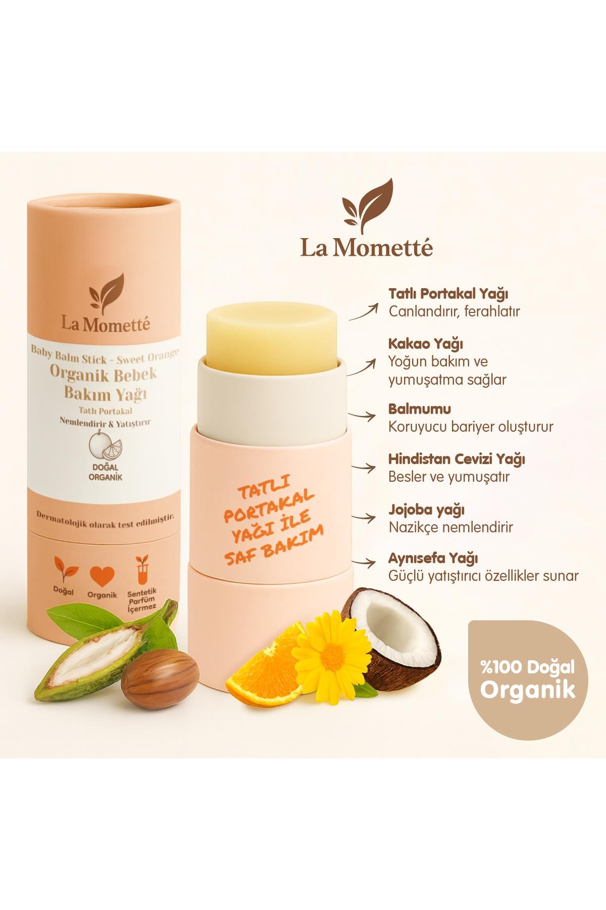 La Momette Organik Portakallı Bebek Bakım Yağı Stick - 25 gr