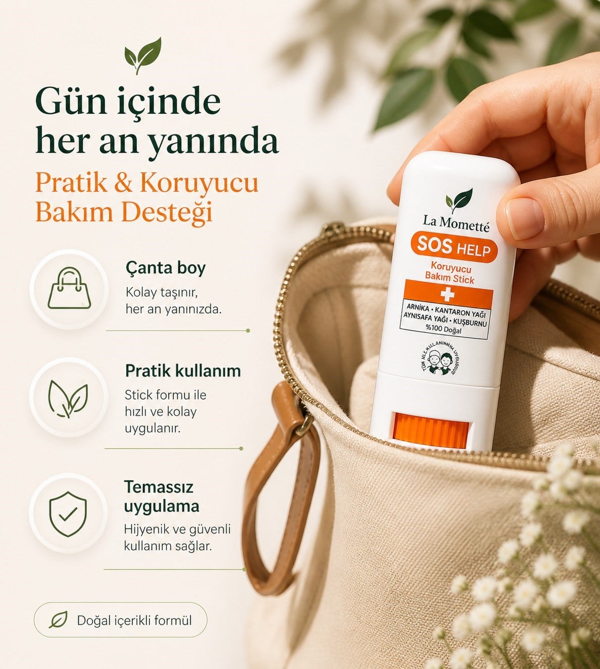 La Momette  SOS Help %100 Doğal Çok Amaçlı Kuruluk & Kızarıklığı Gidermeye Yardımcı Stick Balm 8g