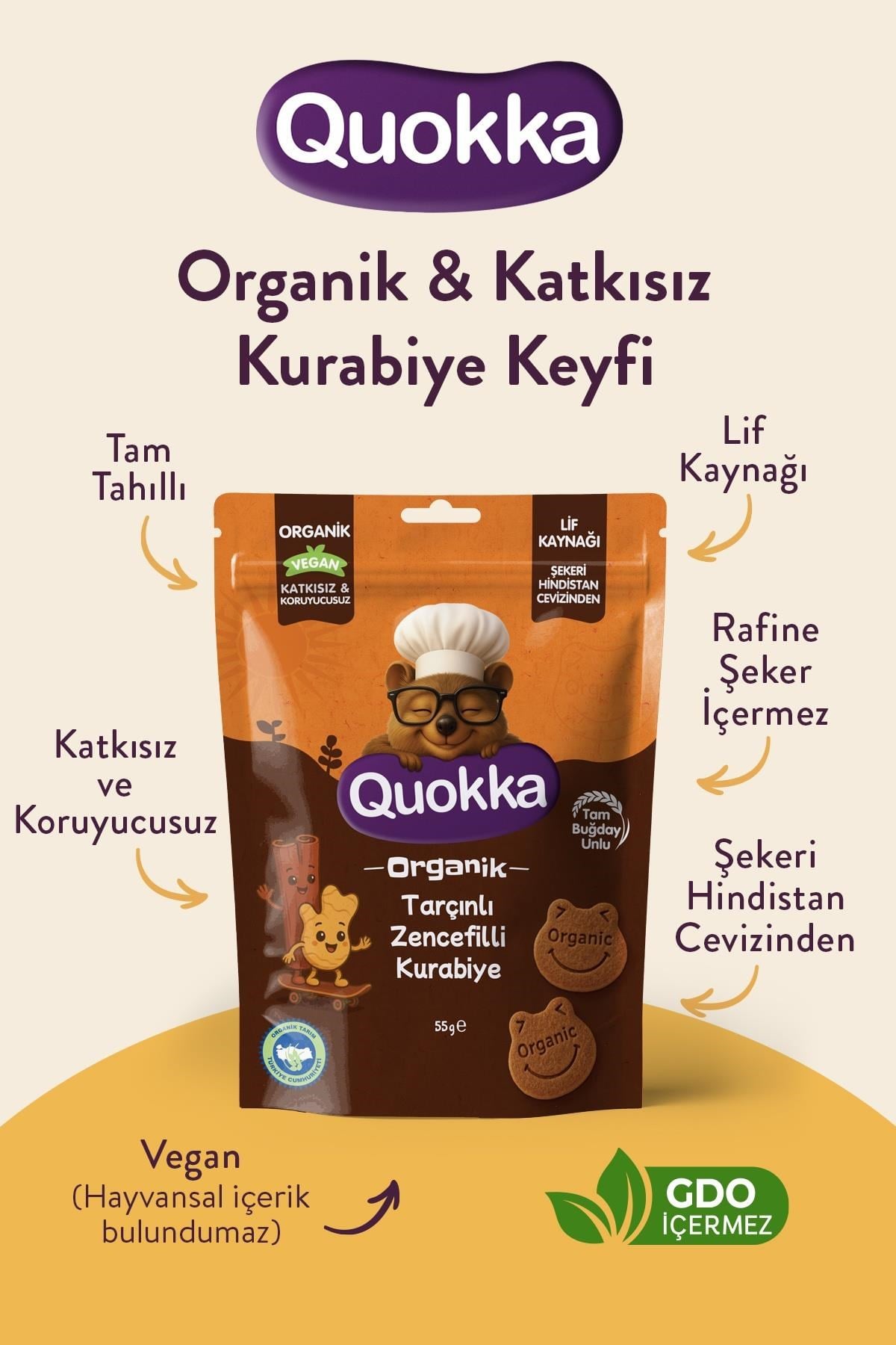 Organik Tarçınlı, Dutlu, Keçiboynuzlu Kurabiyeler 55 gr Atıştırmalık Paketi- 6 adet (3 çeşit)